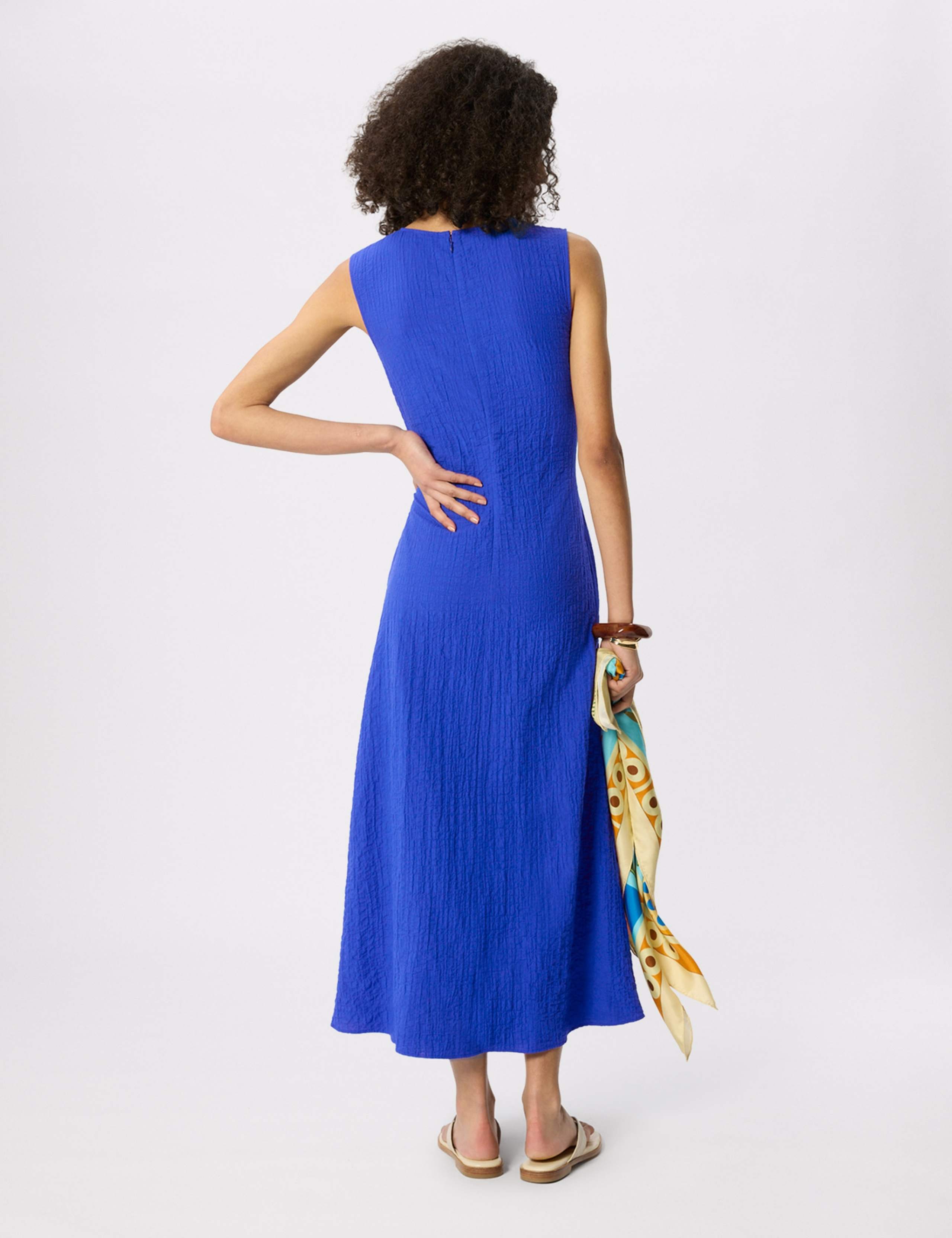 Cotton Rich Textured V-Neck Midi Dress 4 of 7