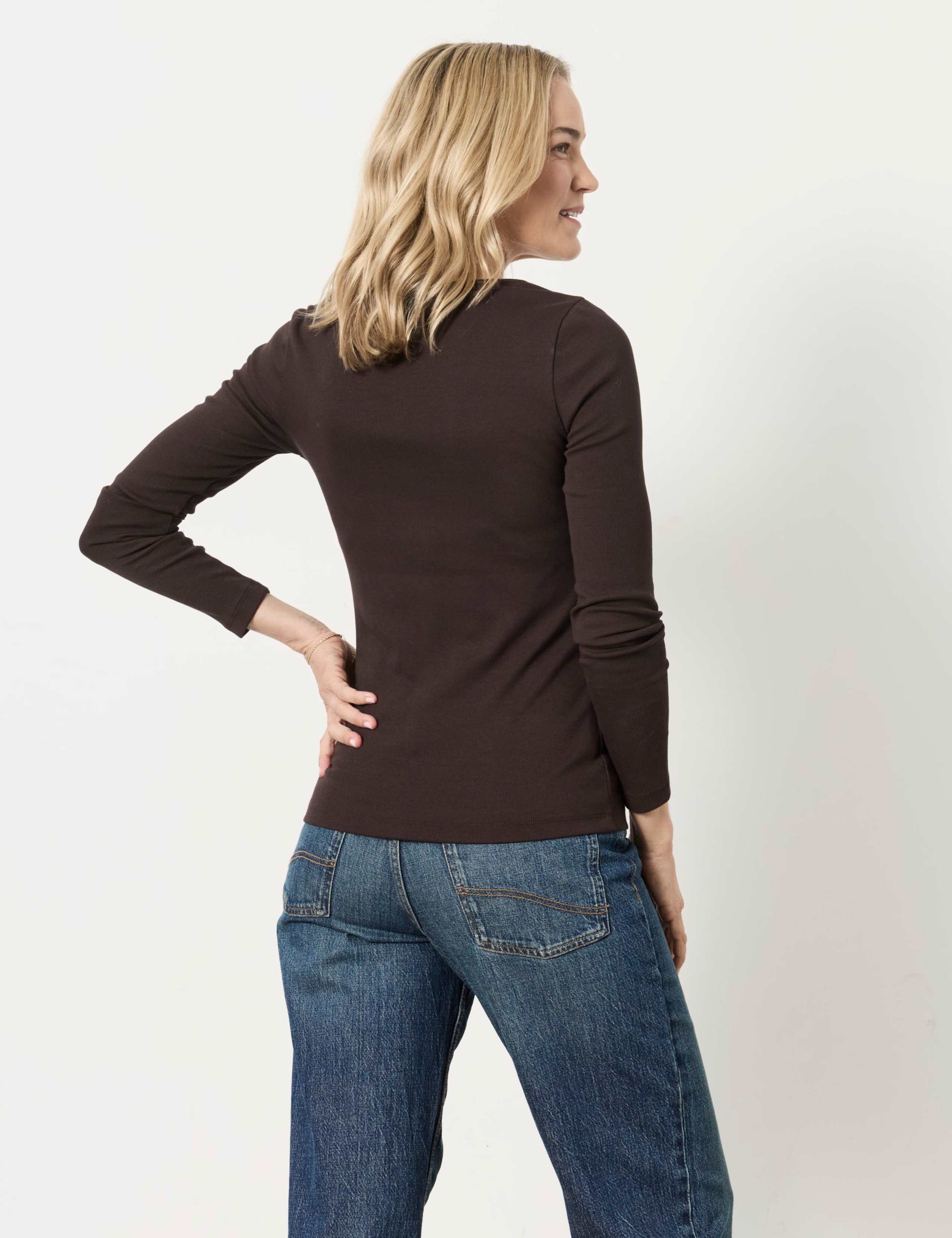 Cotton Rich Ribbed Scoop Neck Top 3 of 6