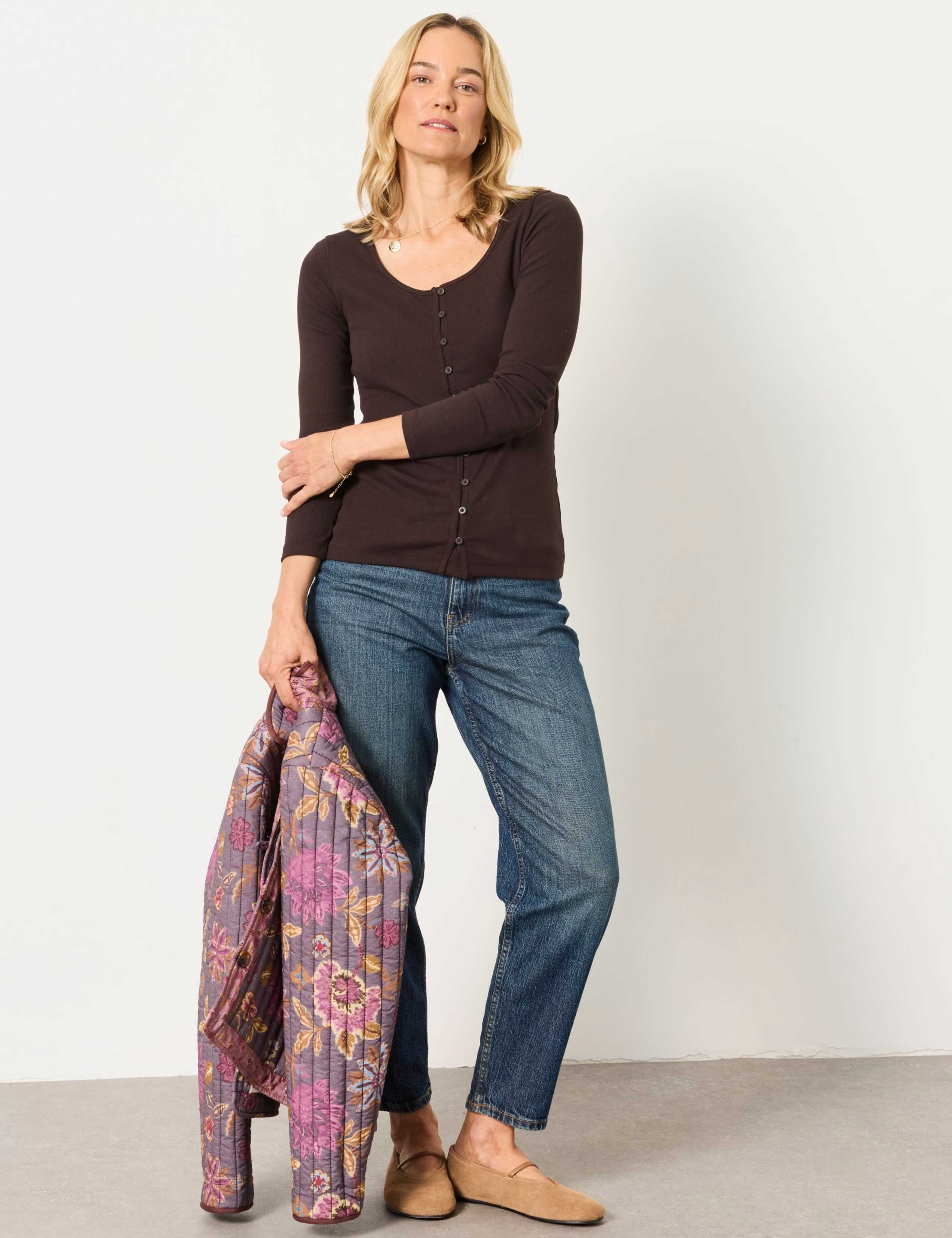 Cotton Rich Ribbed Scoop Neck Top 4 of 6