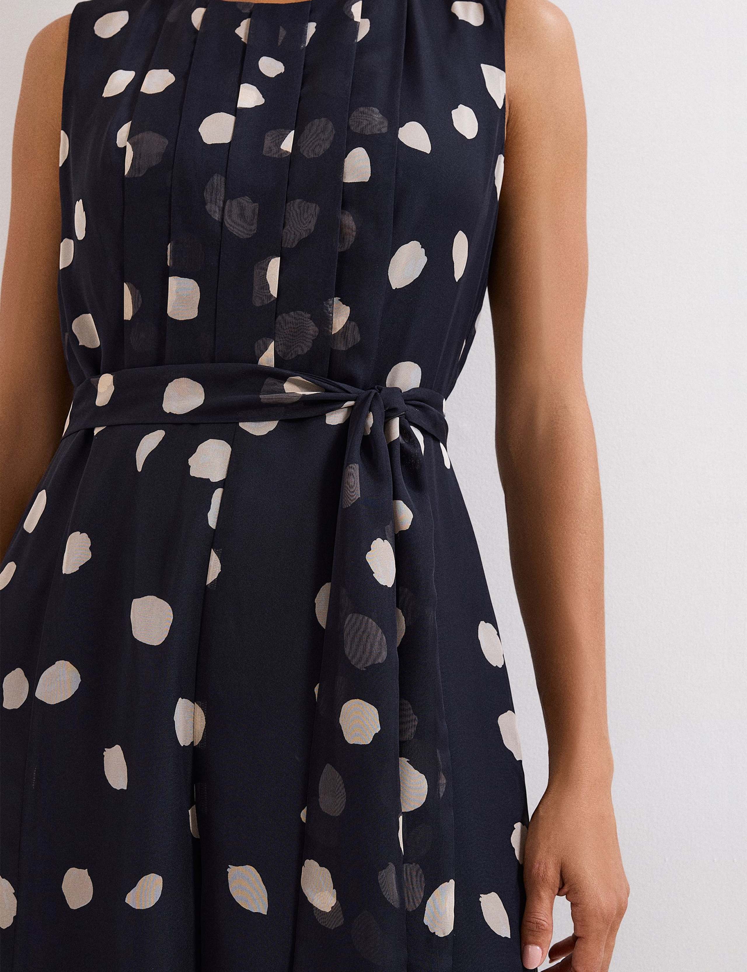 Chiffon Polka Dot Belted Wide Leg Jumpsuit 5 of 7
