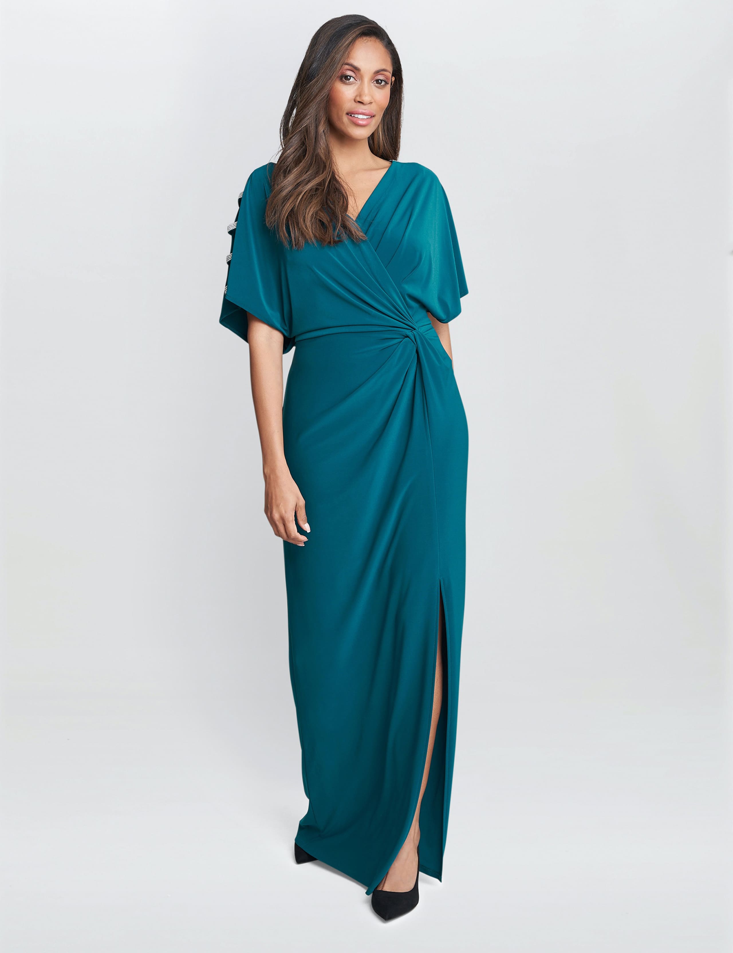 Jersey V-Neck Twist Front Maxi Wrap Dress 1 of 5