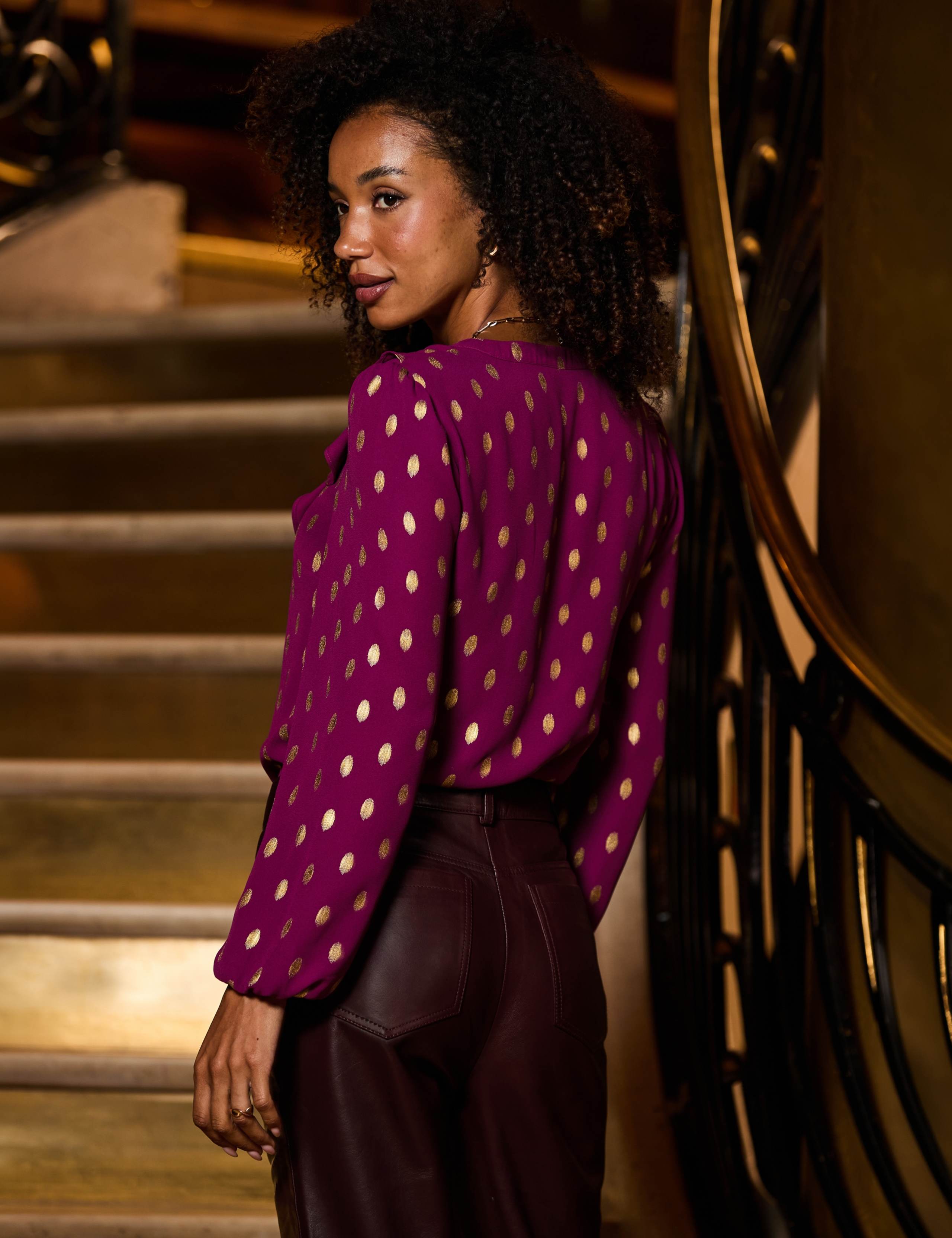 Fleck Print Ruffle Front Blouse 5 of 5