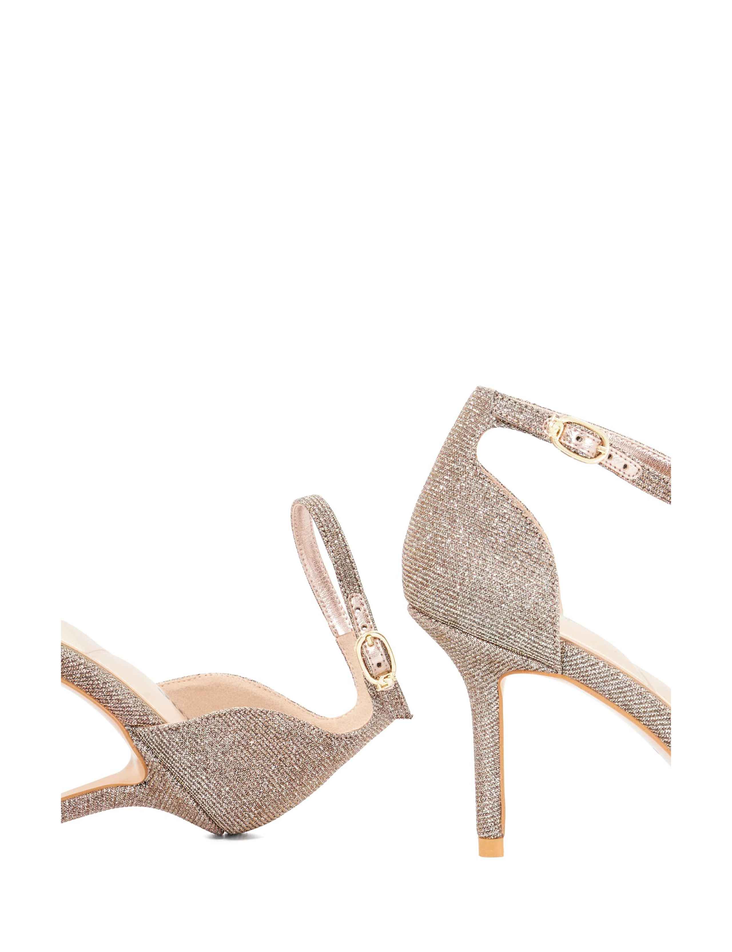 Glitter Stiletto Ankle Strap Open Toe Shoes 5 of 5