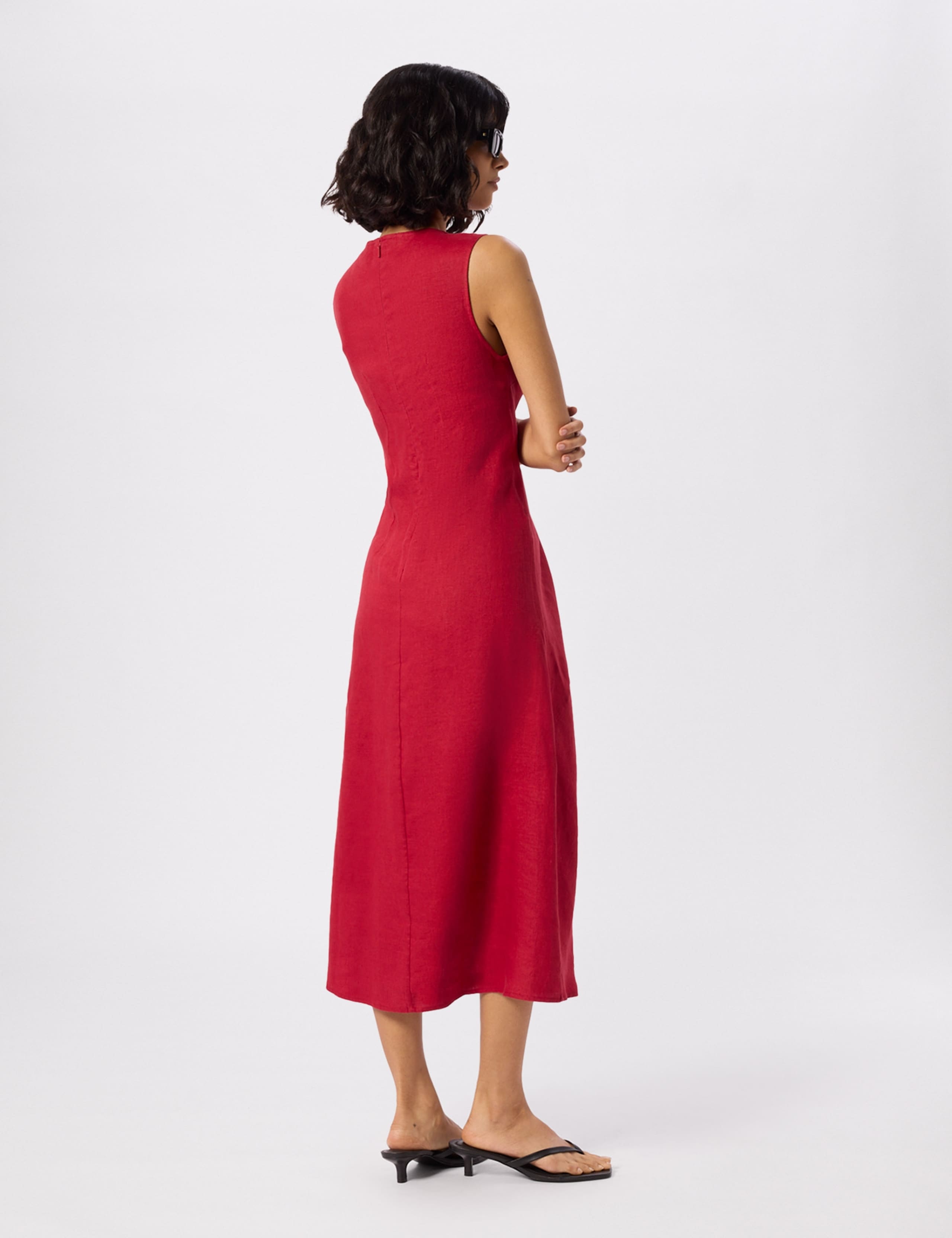Pure Linen Midi Column Dress 3 of 5
