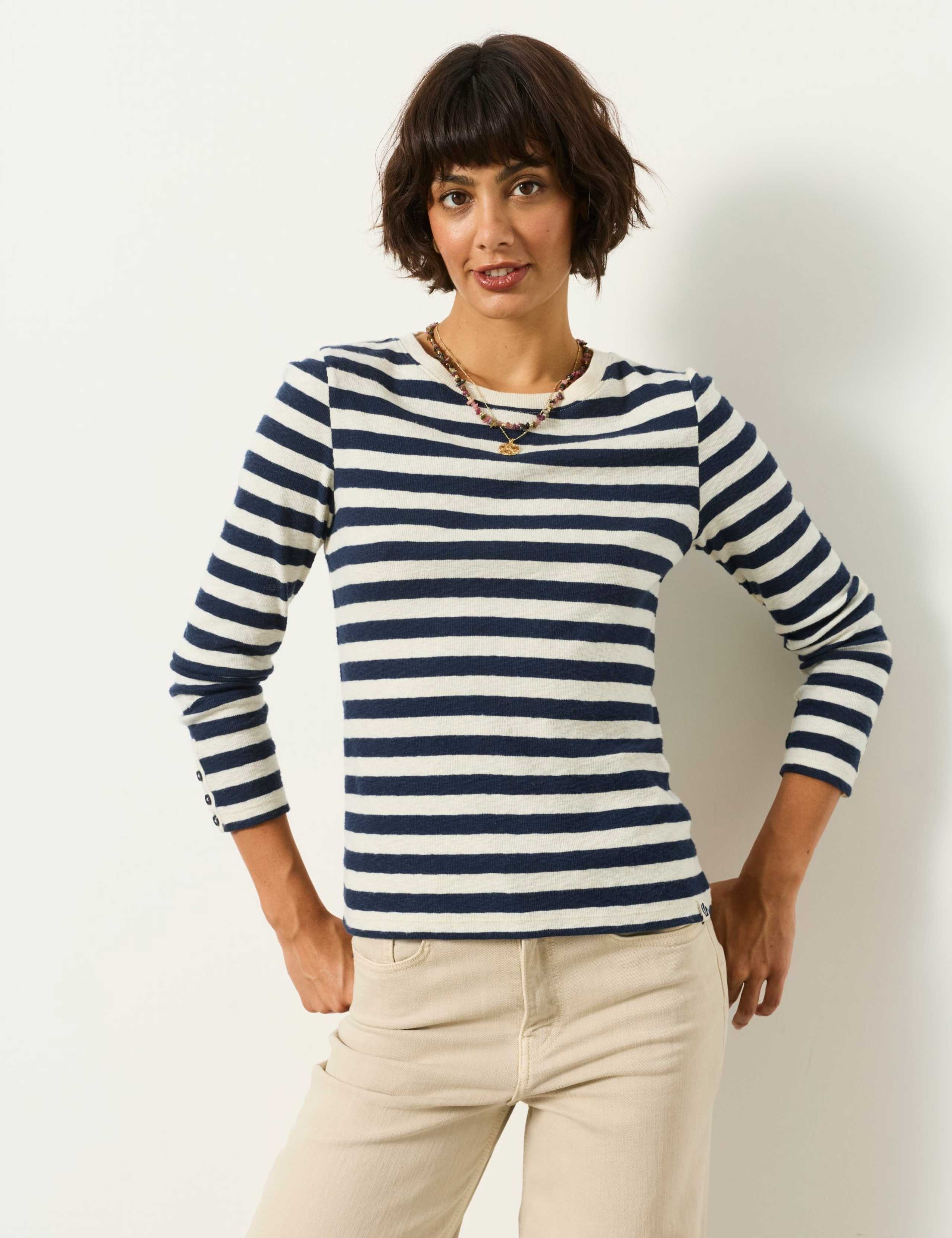 Cotton Rich Striped Slim Fit Top 3 of 6