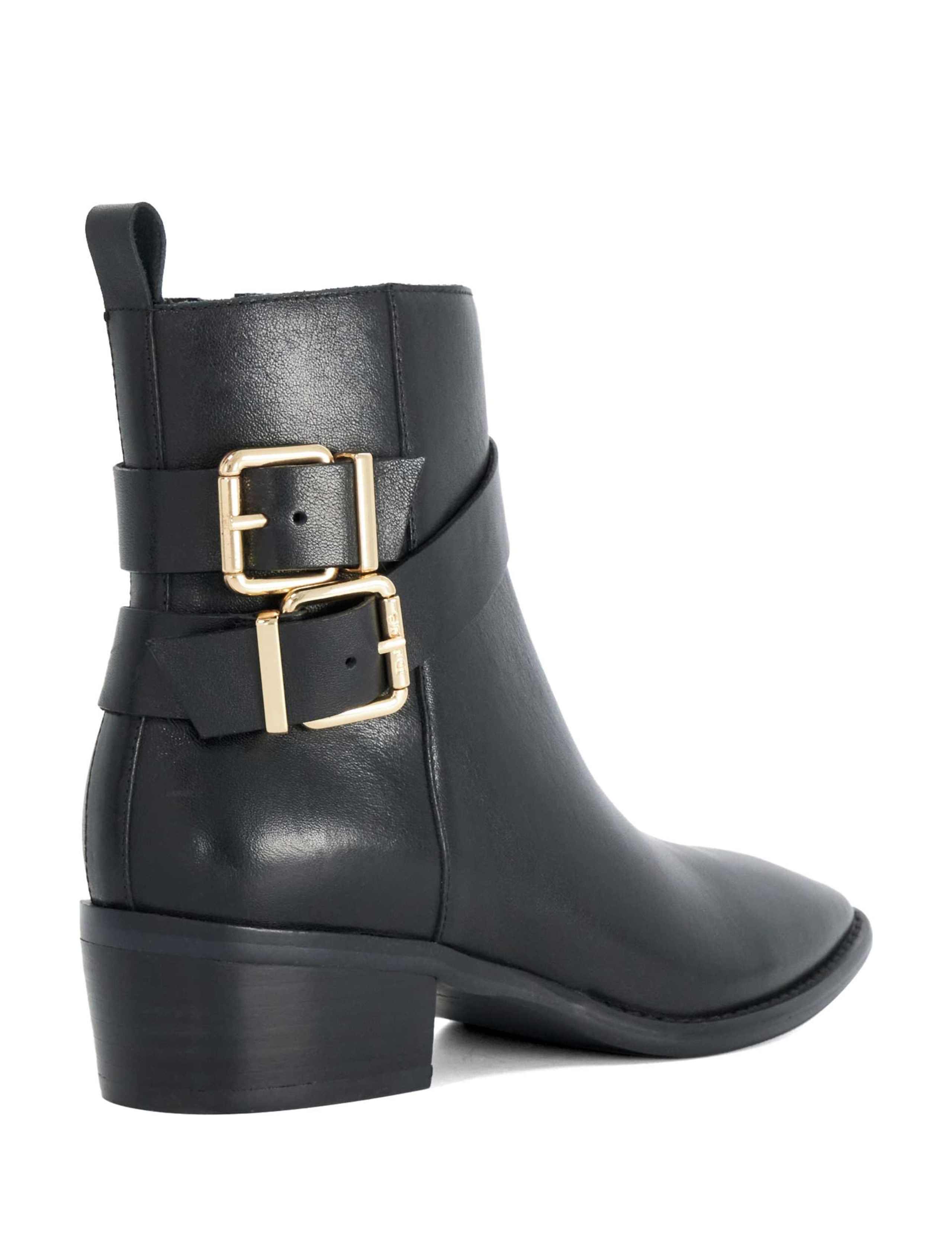 Leather Buckle Block Heel Ankle Boots 3 of 5