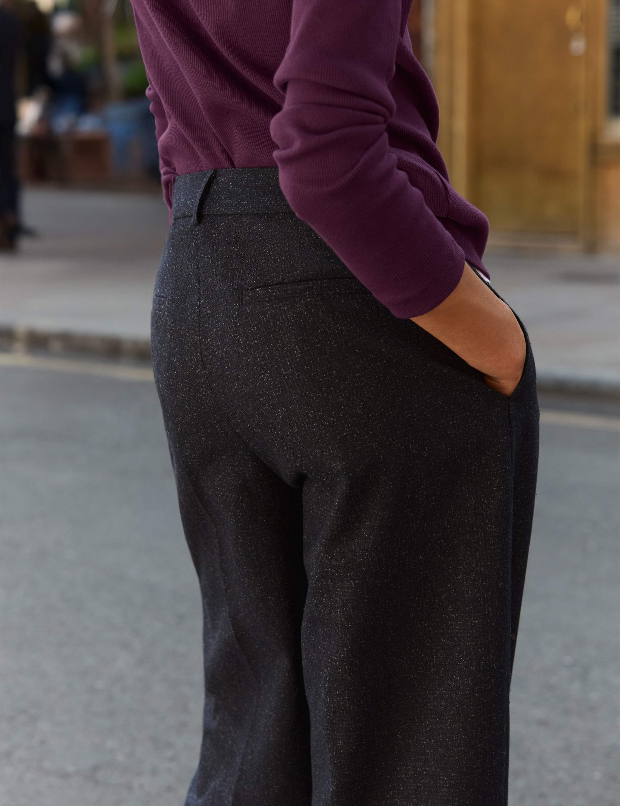 Wool Blend Checked Wide Leg Trousers 3 of 6