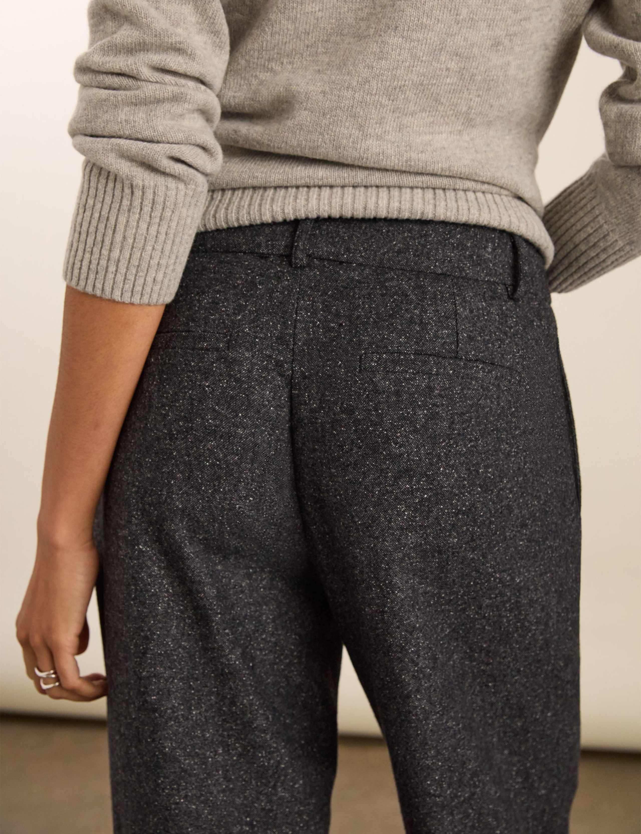 Wool Blend Checked Wide Leg Trousers 3 of 4