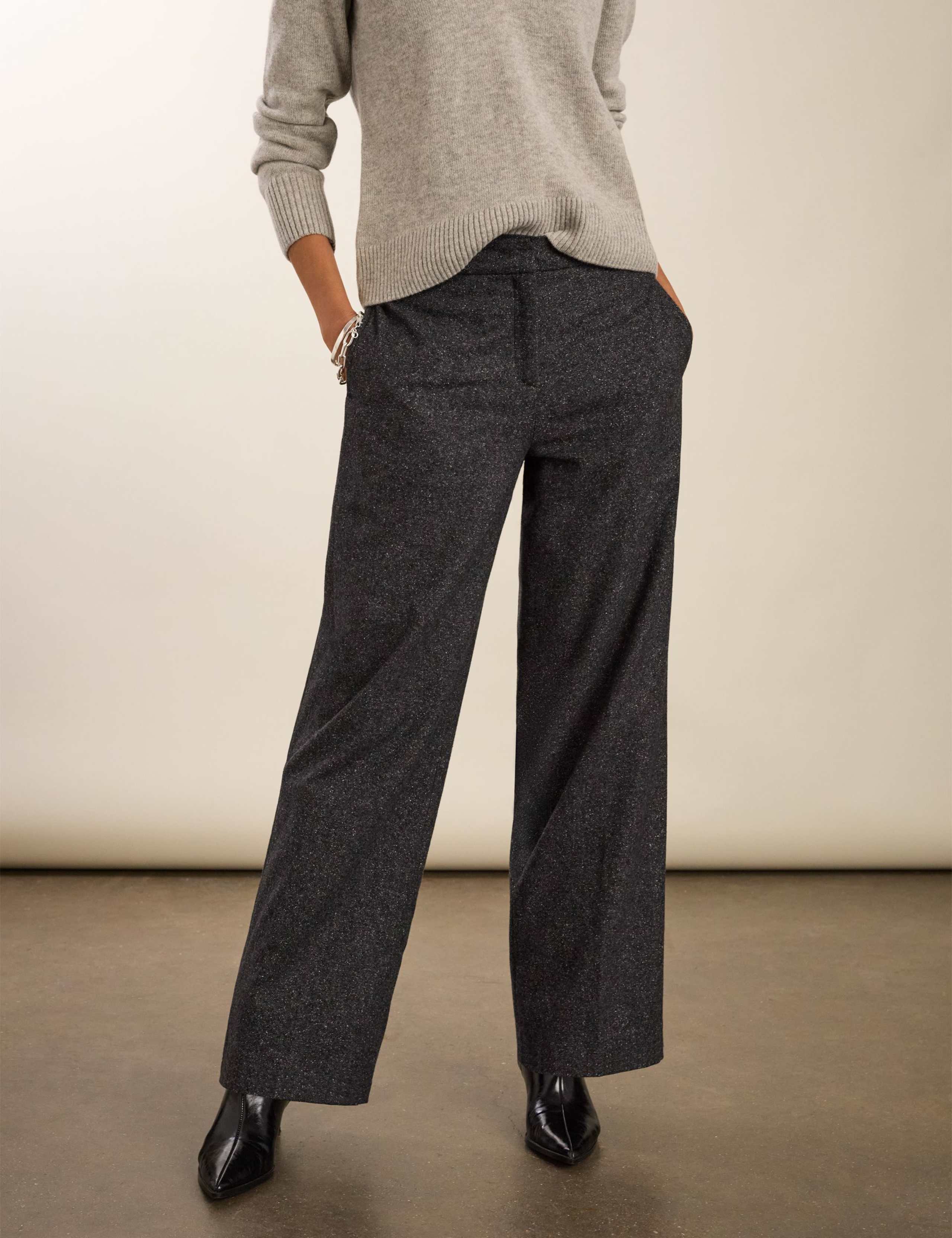 Wool Blend Checked Wide Leg Trousers 4 of 4
