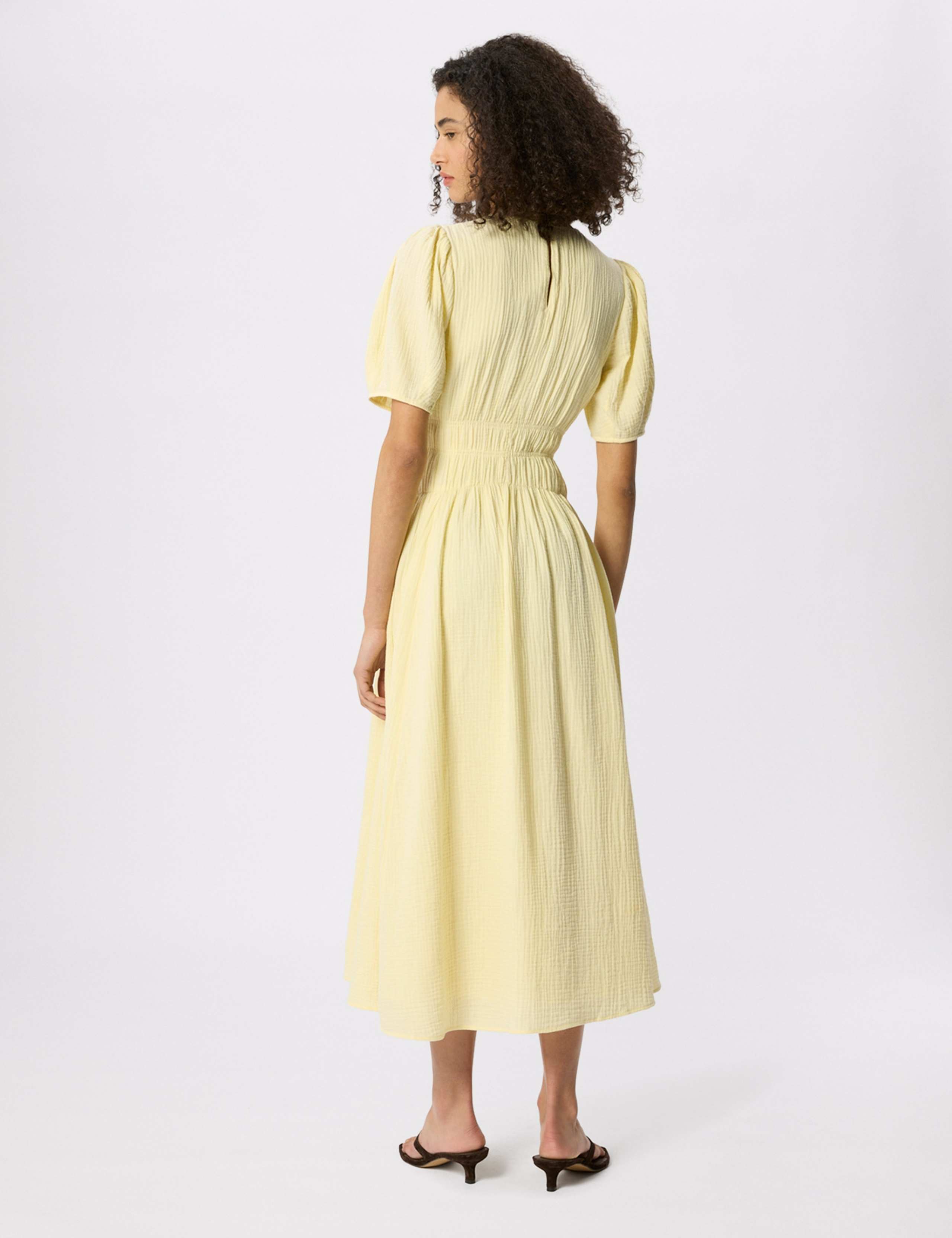 Pure Cotton Textured Gathered Midi Dress 3 of 6