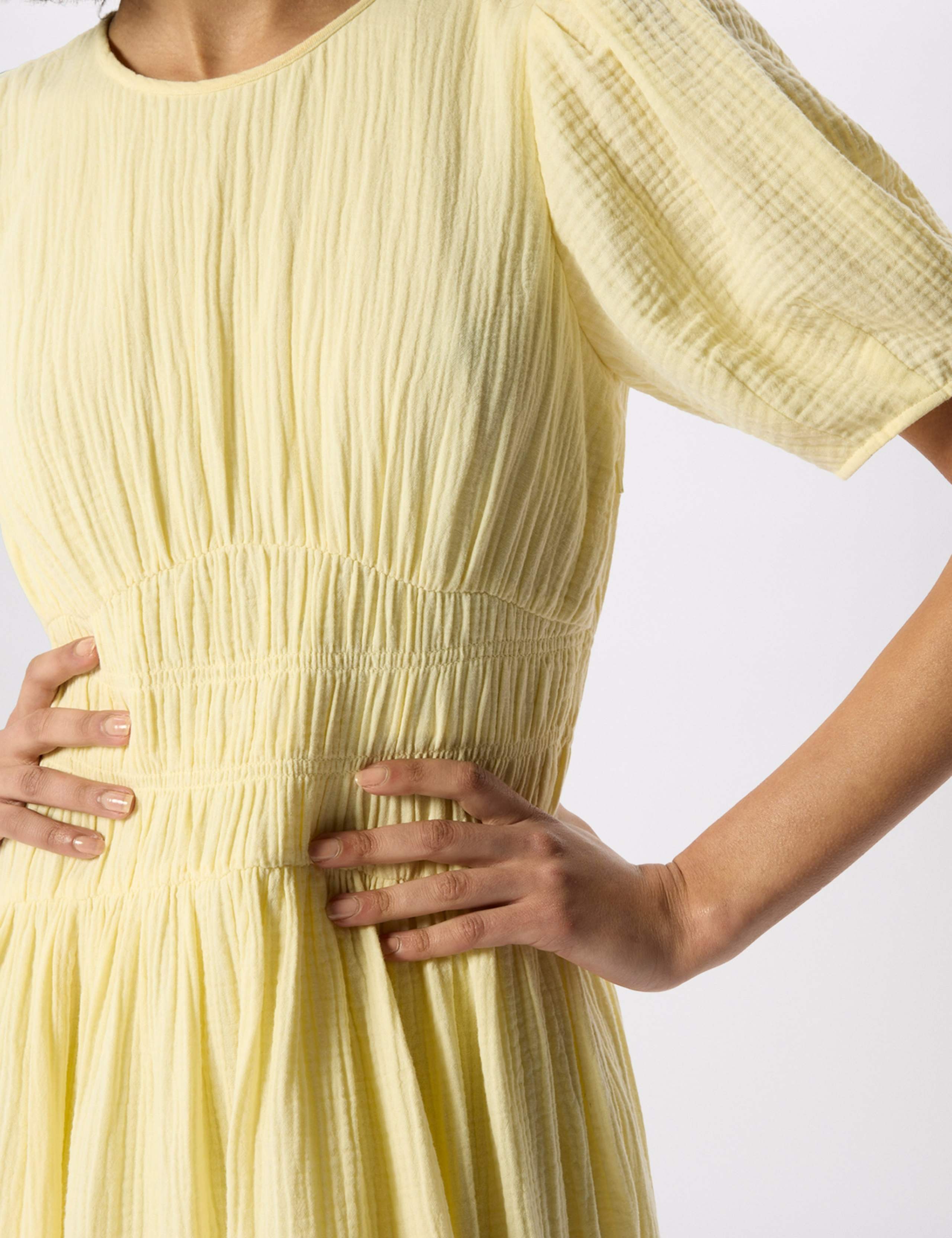 Pure Cotton Textured Gathered Midi Dress 5 of 6