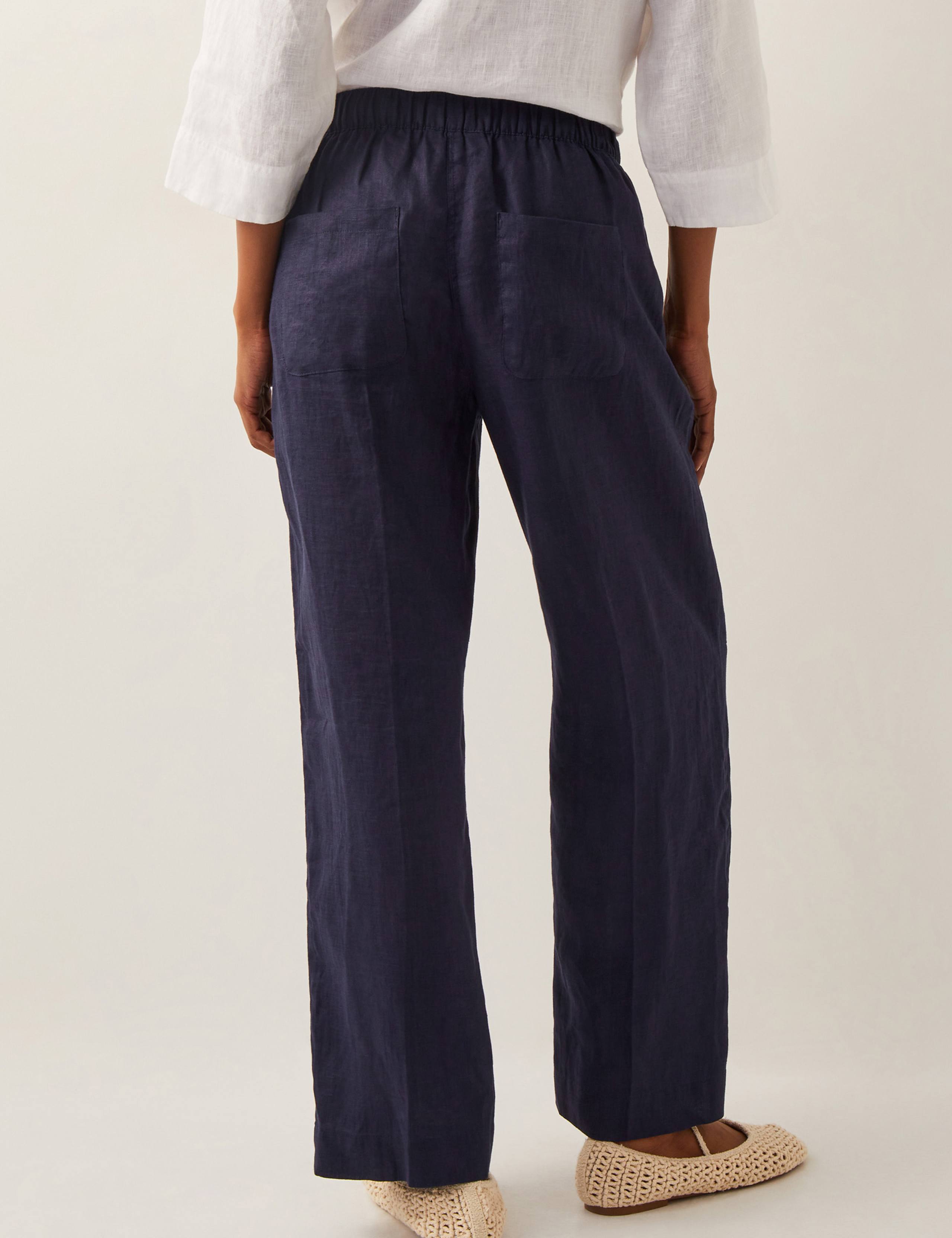 Pure Linen Straight Leg Cropped Trousers 3 of 4