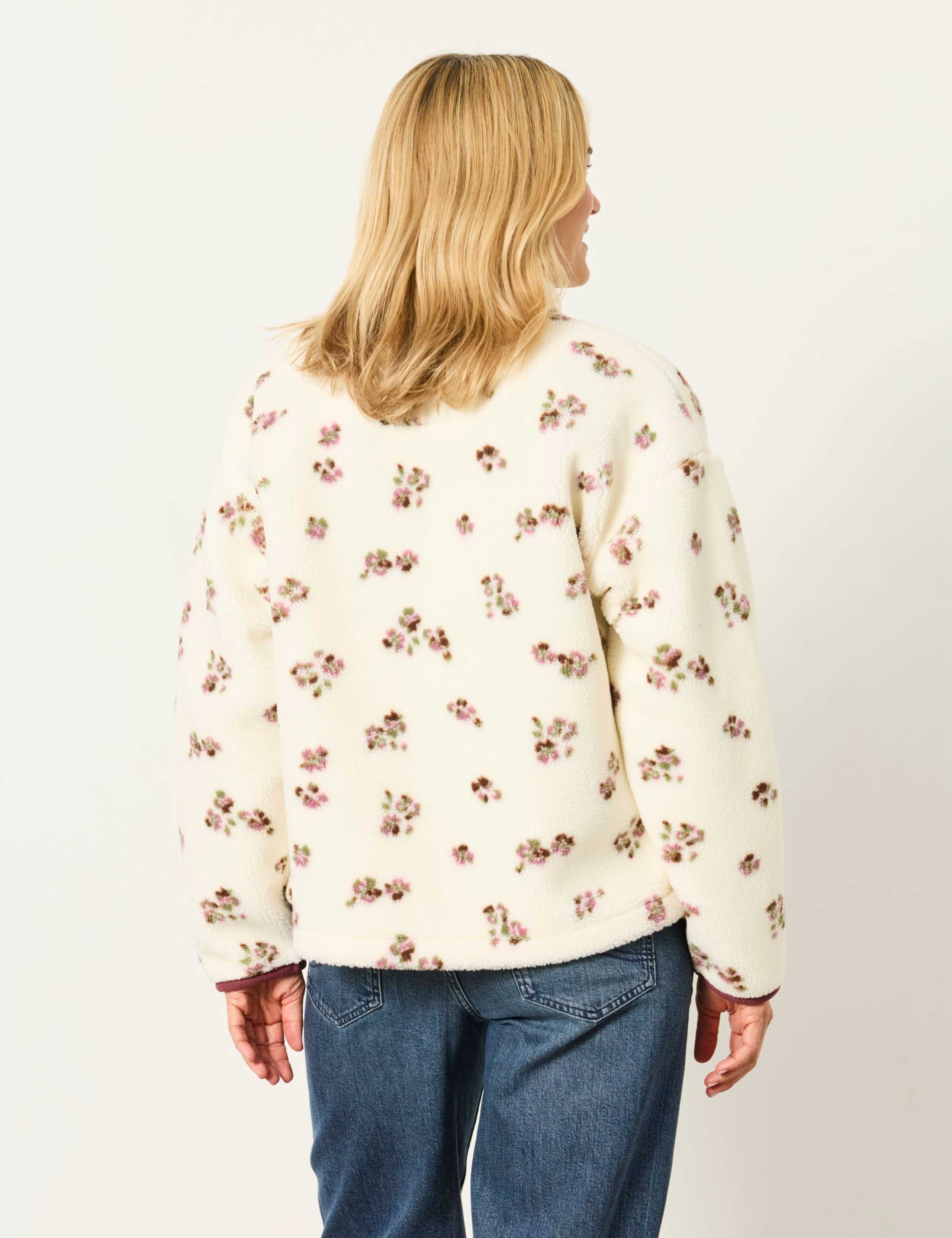 Fleece Ditsy Floral Funnel Neck Jacket 3 of 6