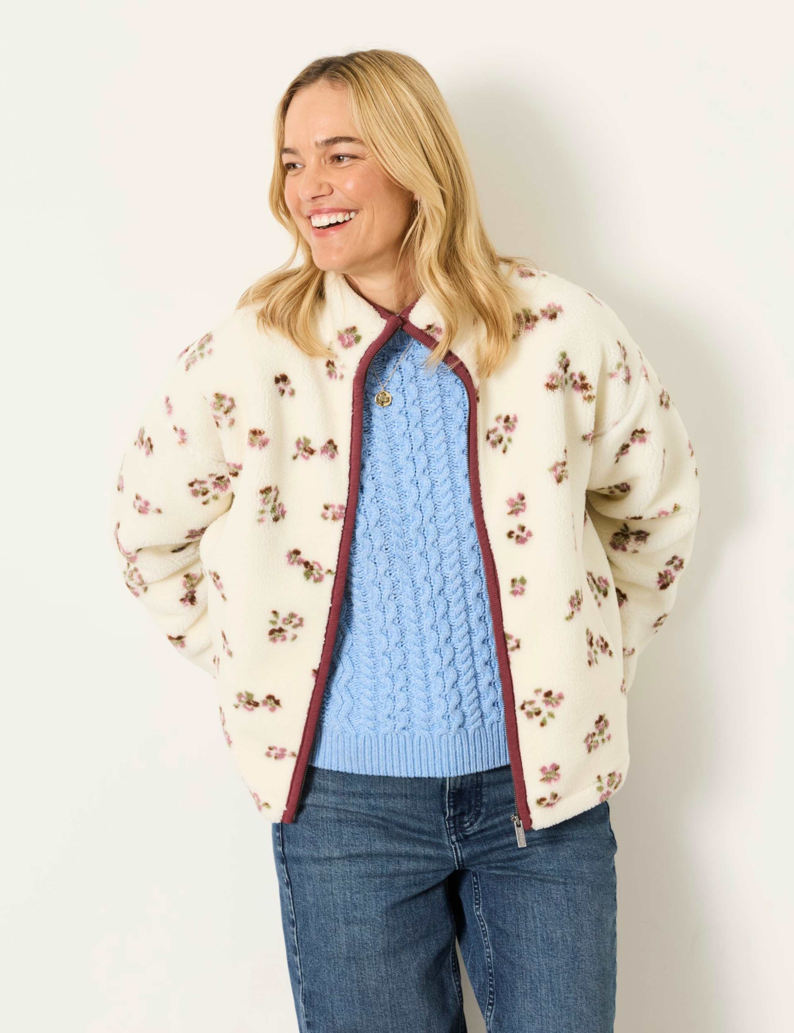 Fleece Ditsy Floral Funnel Neck Jacket 6 of 6