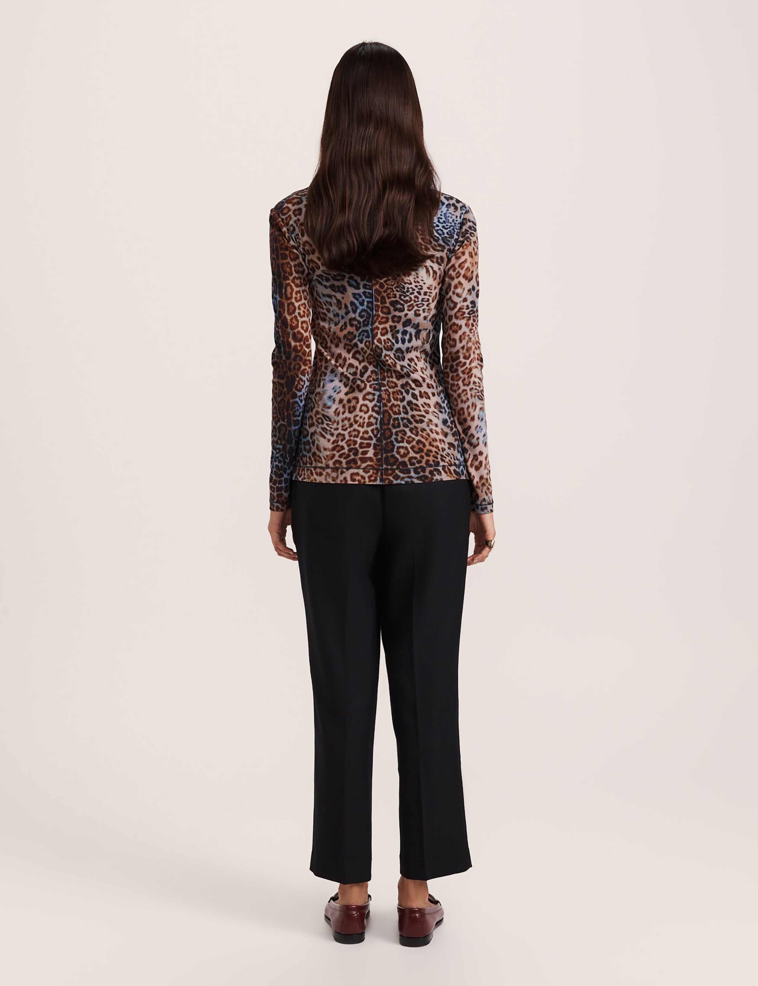 Cotton Blend Leopard Print Ribbed Top 3 of 8