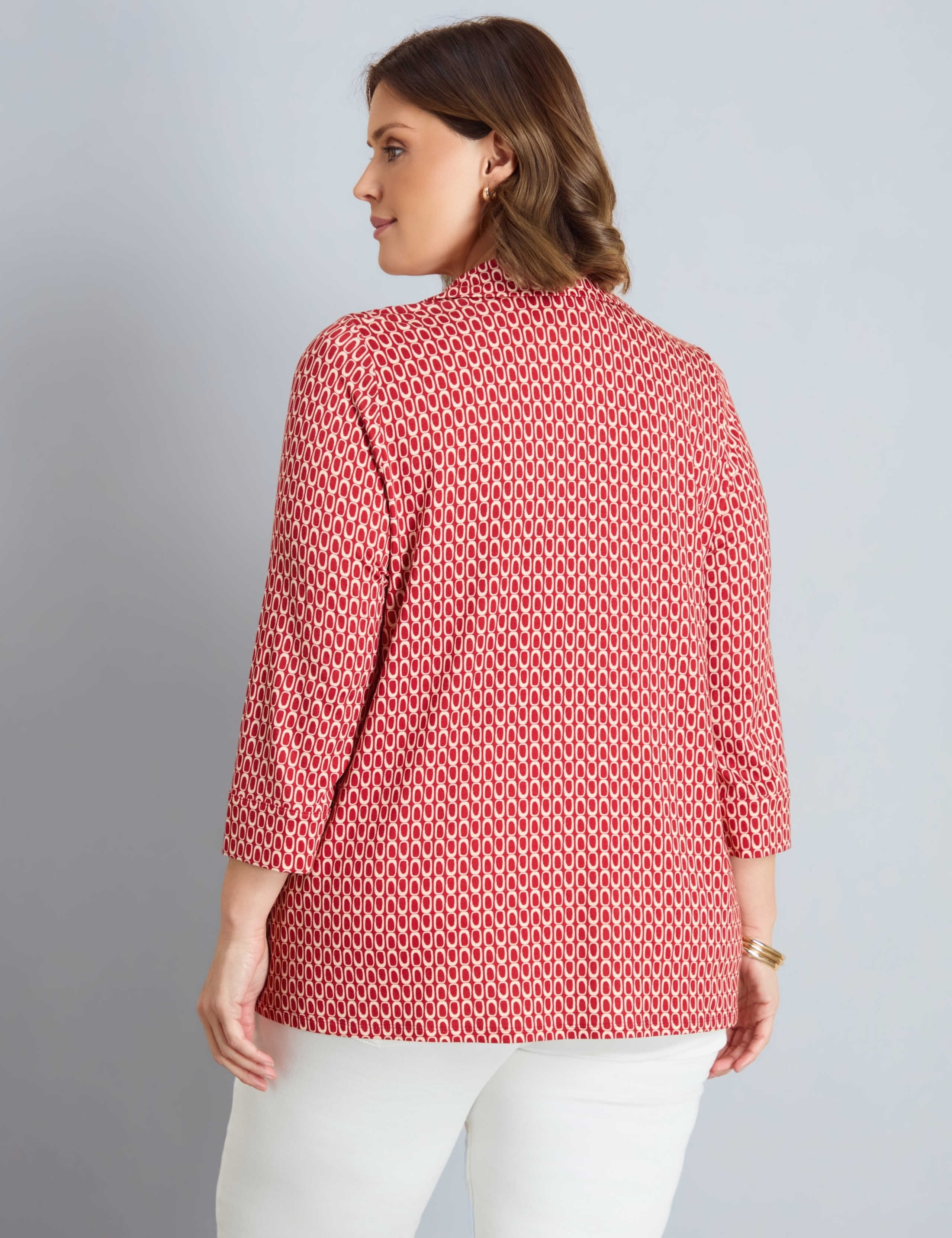 Jersey Geometric V-Neck Top 4 of 5