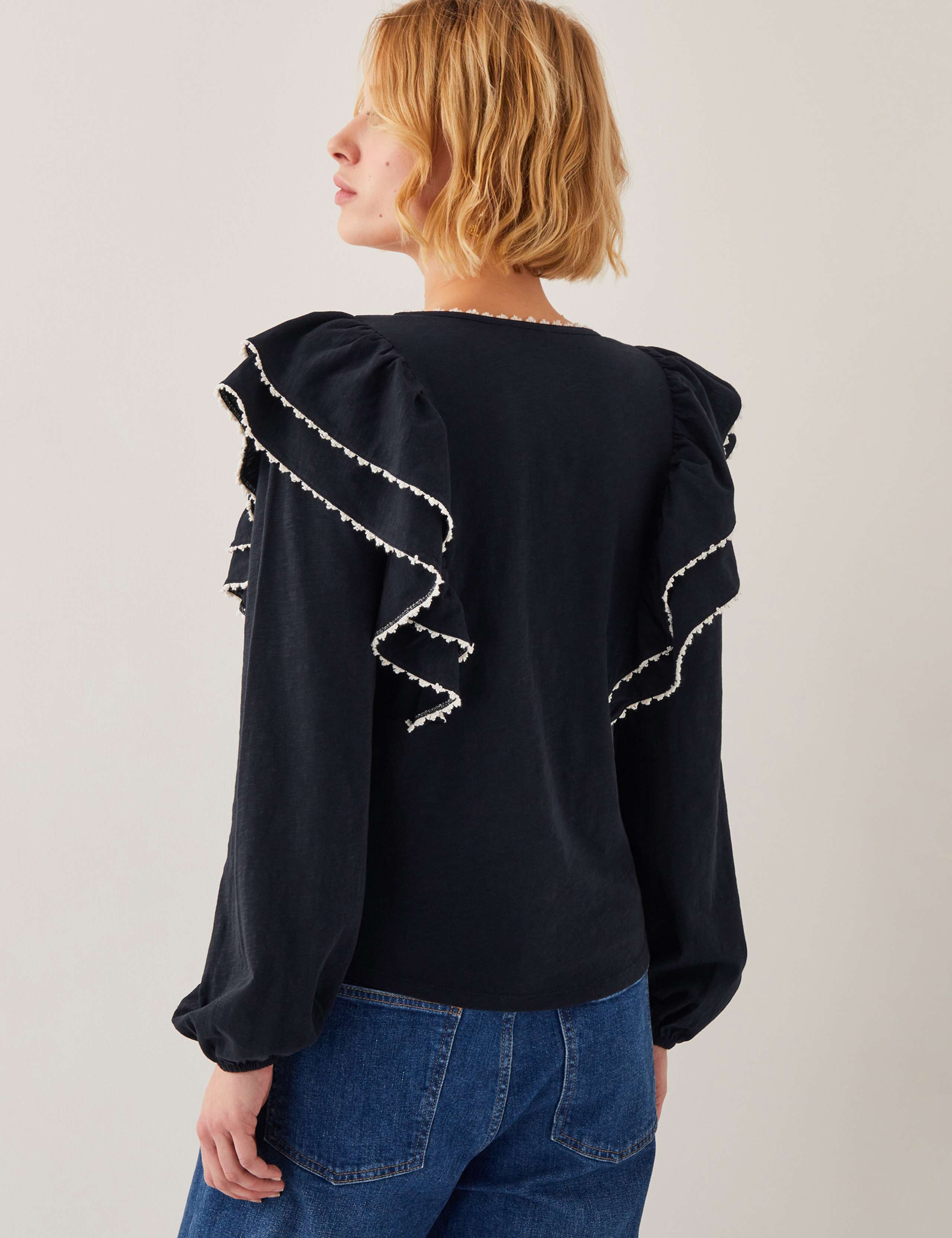 Pure Cotton Frill Detail Button Through Blouse 4 of 4
