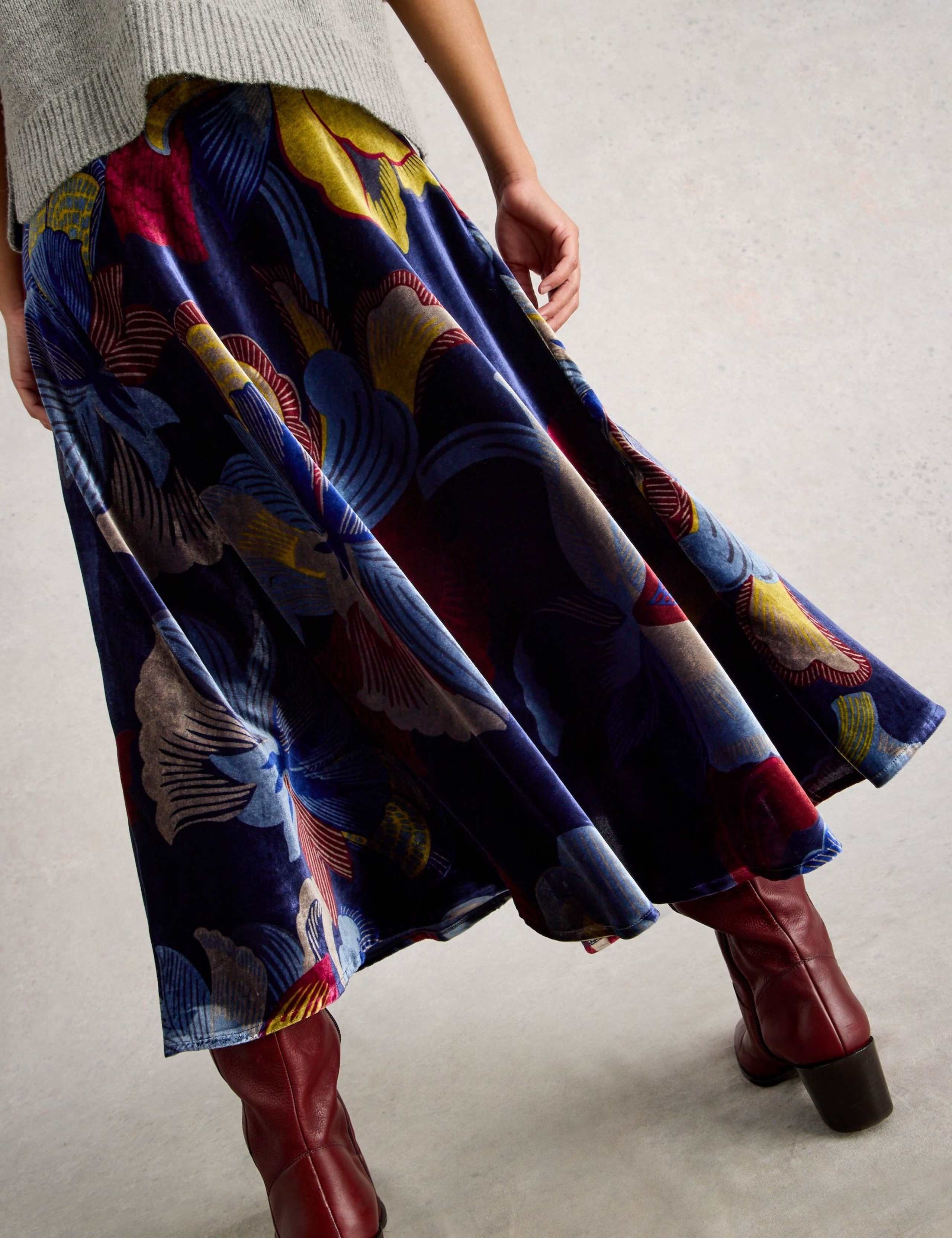 Velvet Floral Maxi A-Line Skirt 5 of 6