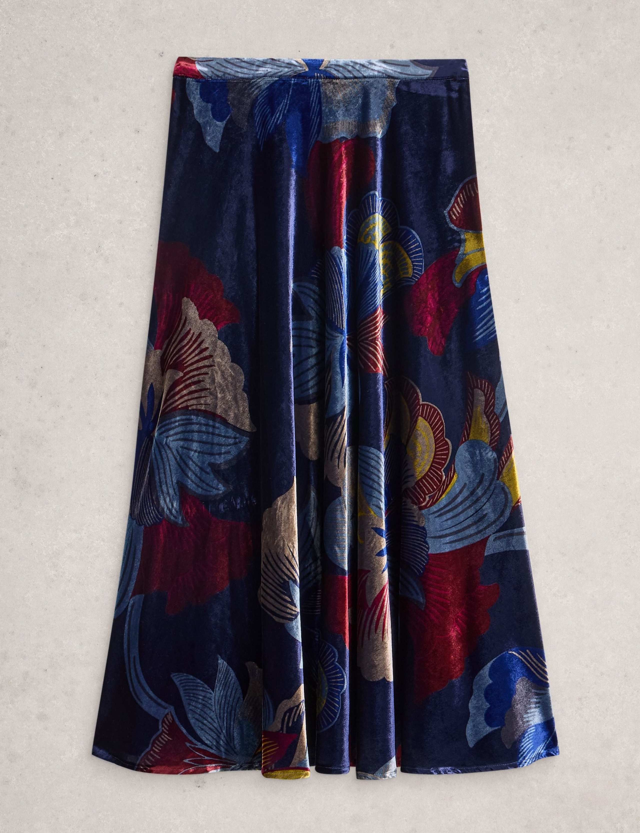 Velvet Floral Maxi A-Line Skirt 2 of 6