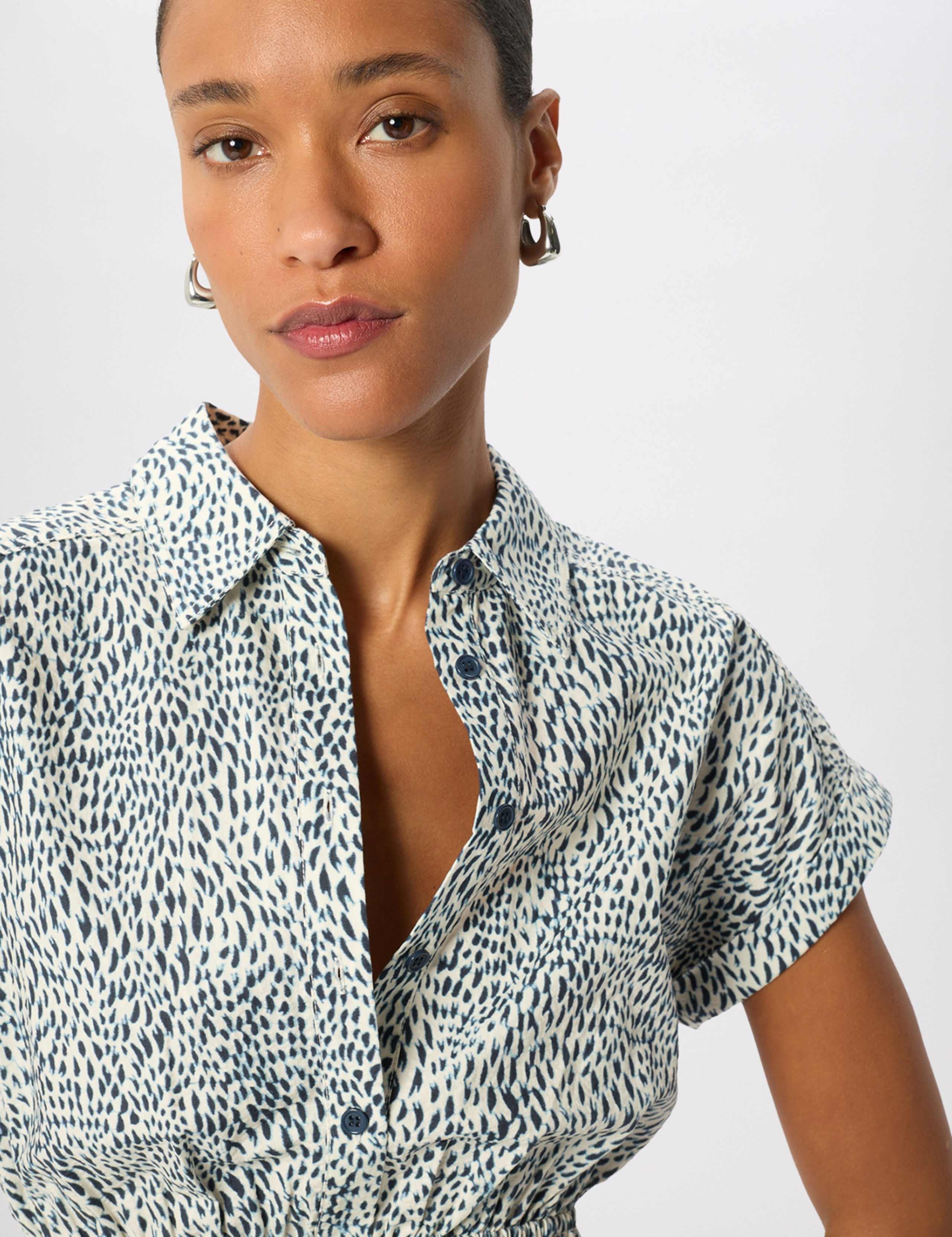 Pure Cotton Animal Print Midi Shirt Dress 5 of 6