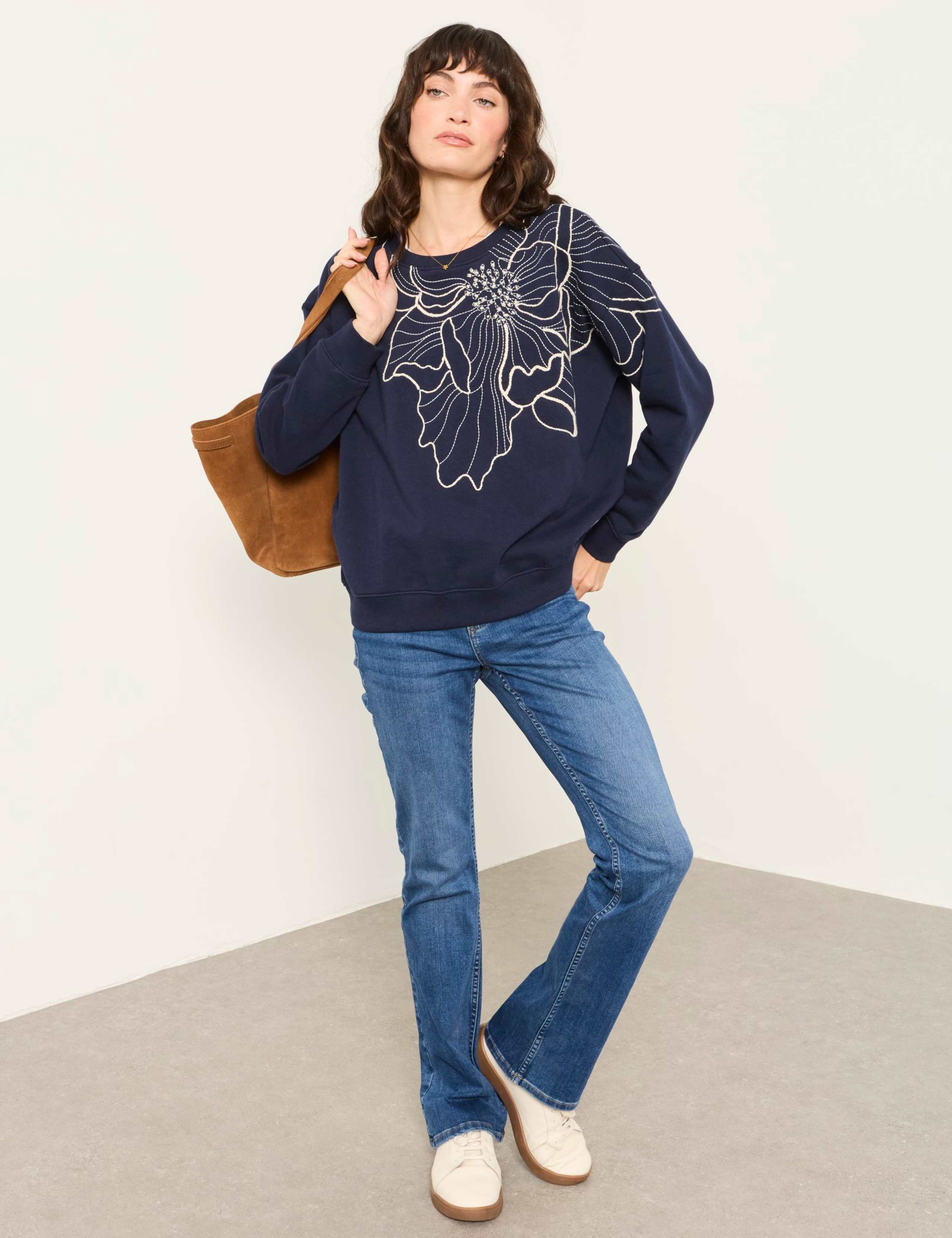 Pure Cotton Floral Embroidered Sweatshirt 3 of 6