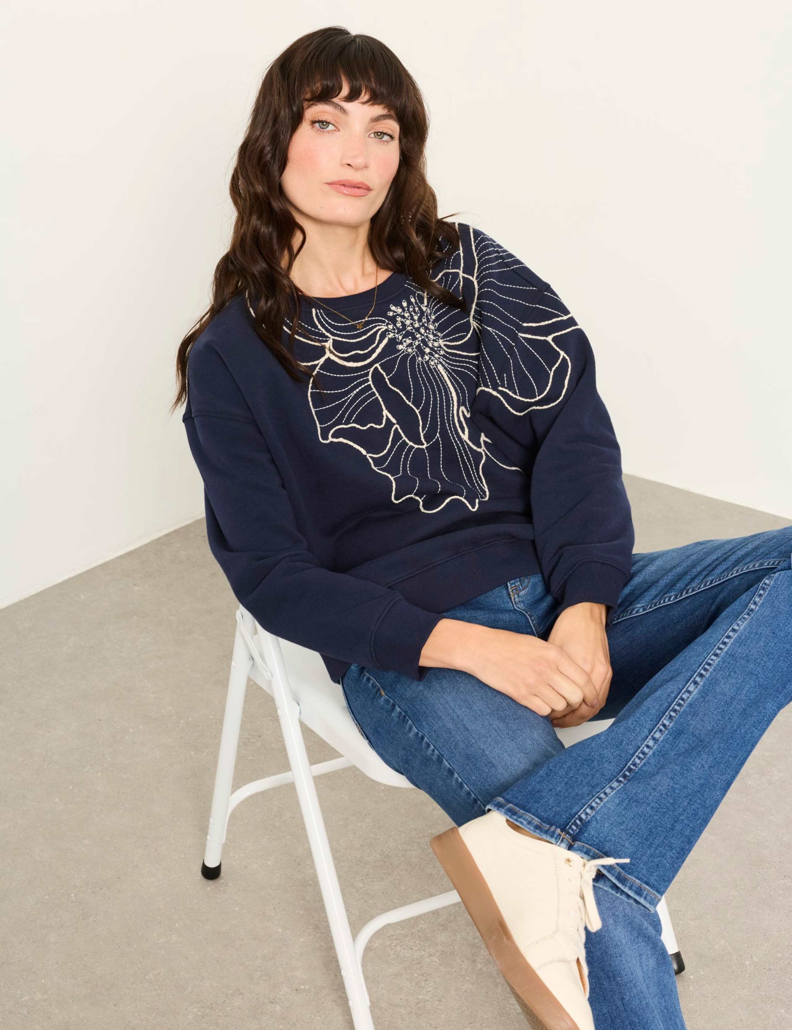 Pure Cotton Floral Embroidered Sweatshirt 4 of 6