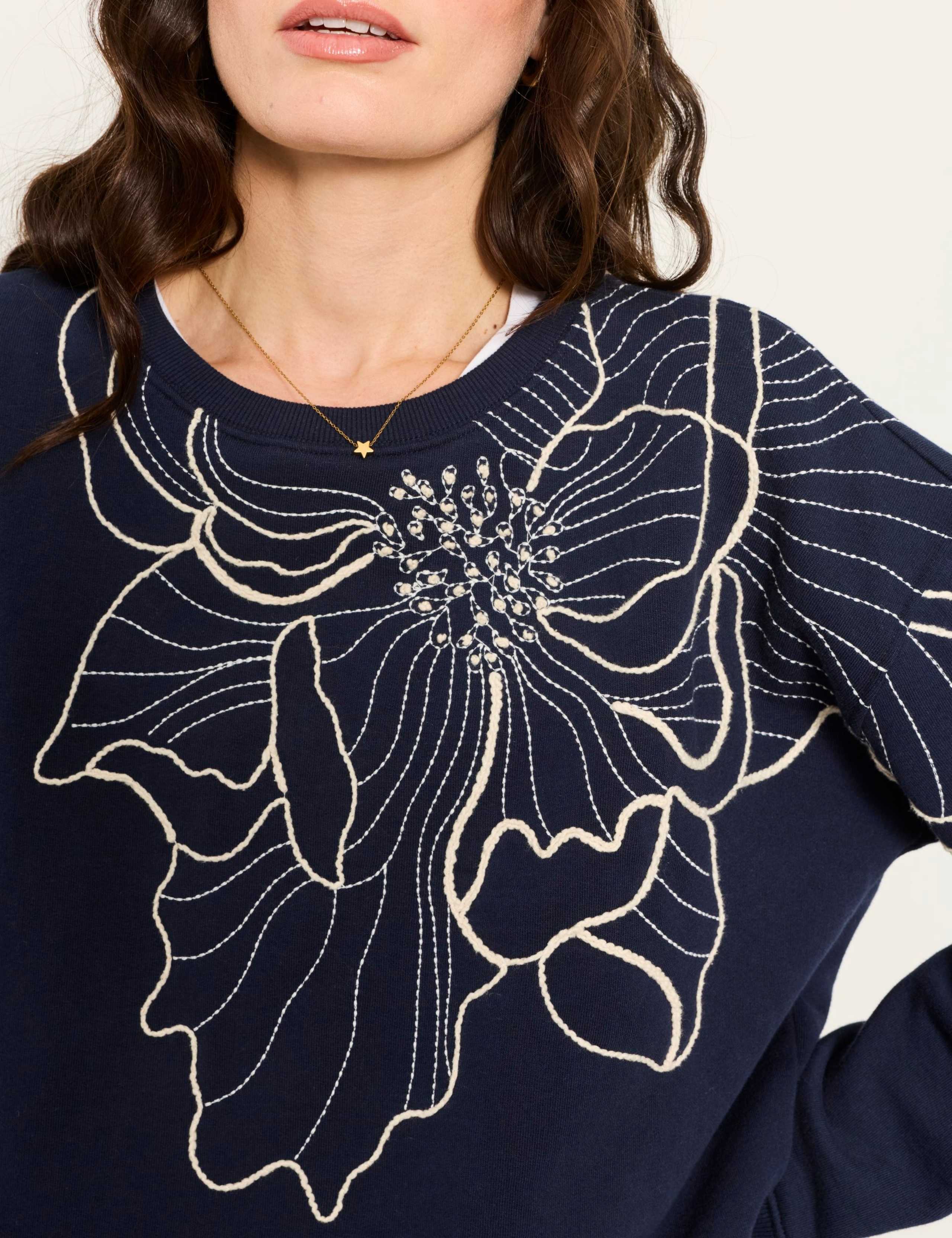 Pure Cotton Floral Embroidered Sweatshirt 6 of 6