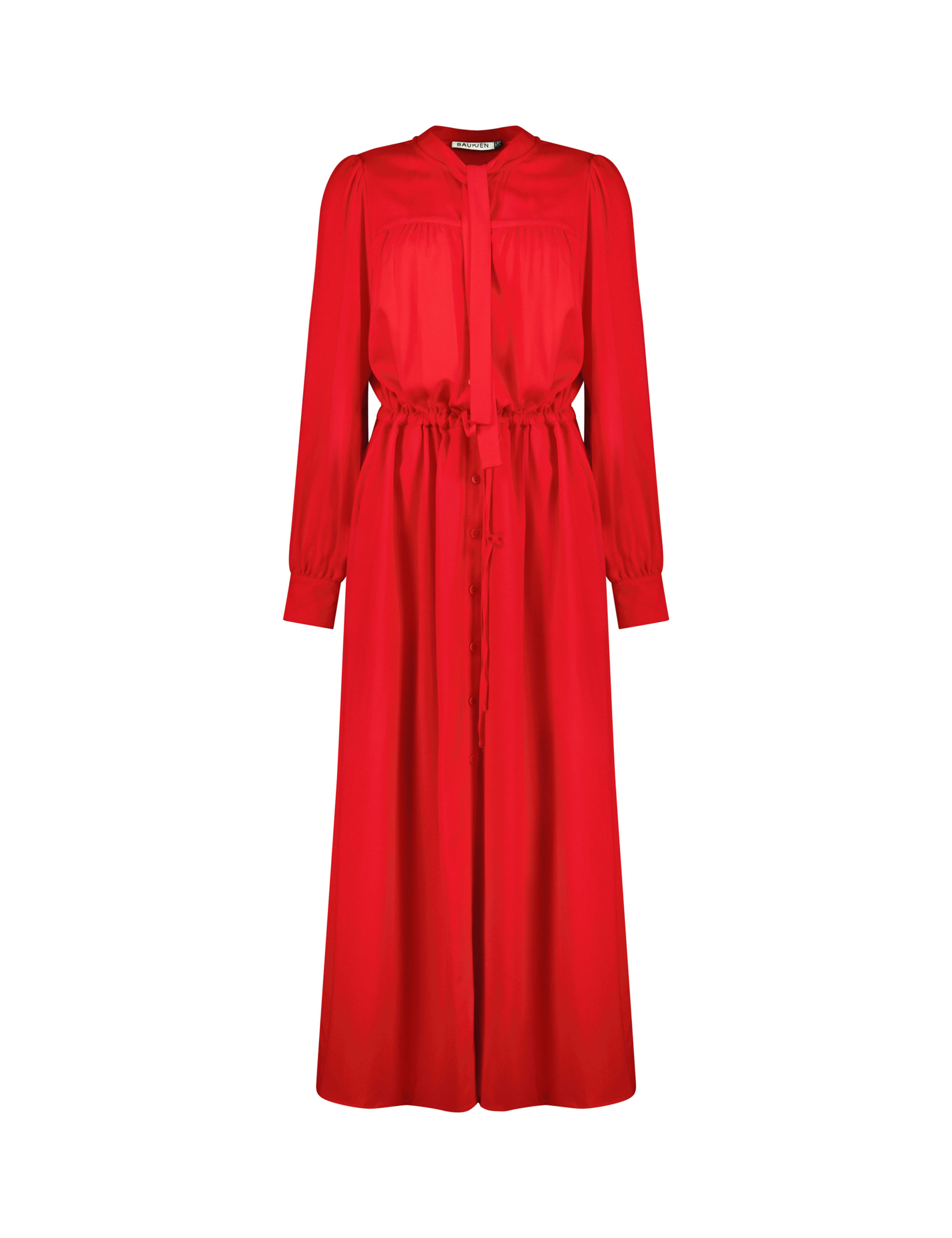 Tie Neck Relaxed Midi Shirt Dress 2 of 4