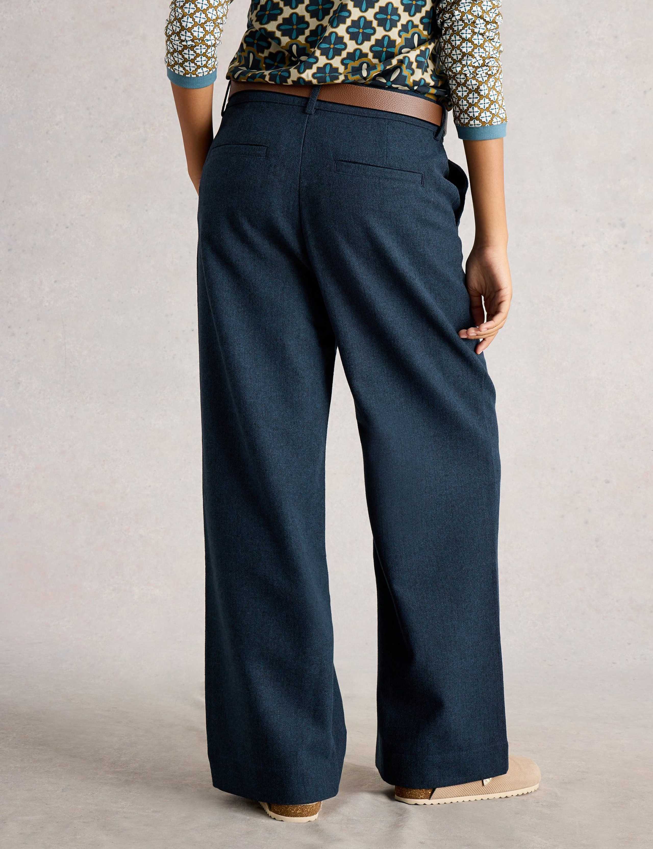 Herringbone Wide Leg Trousers with Wool 4 of 6
