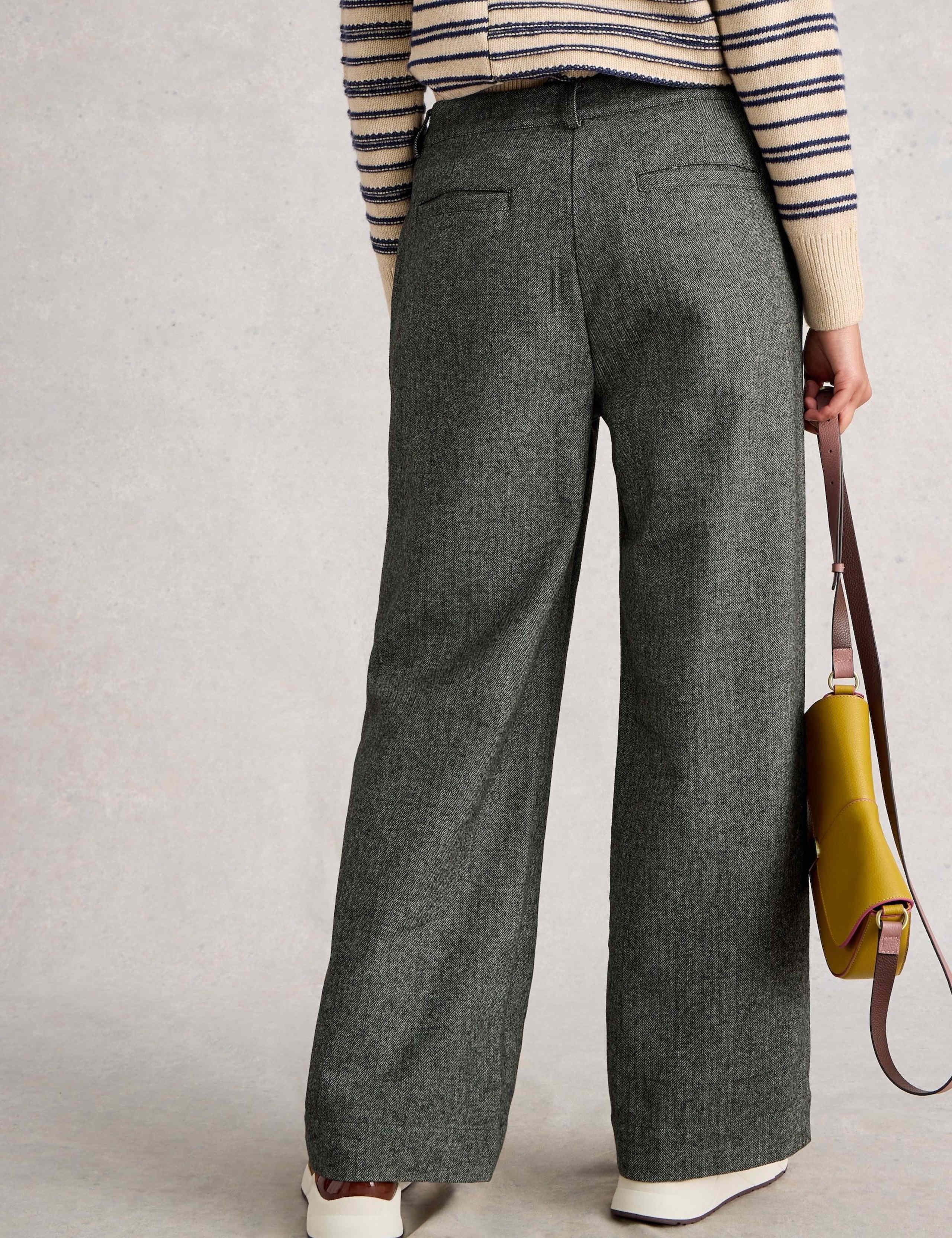 Herringbone Wide Leg Trousers with Wool 6 of 6