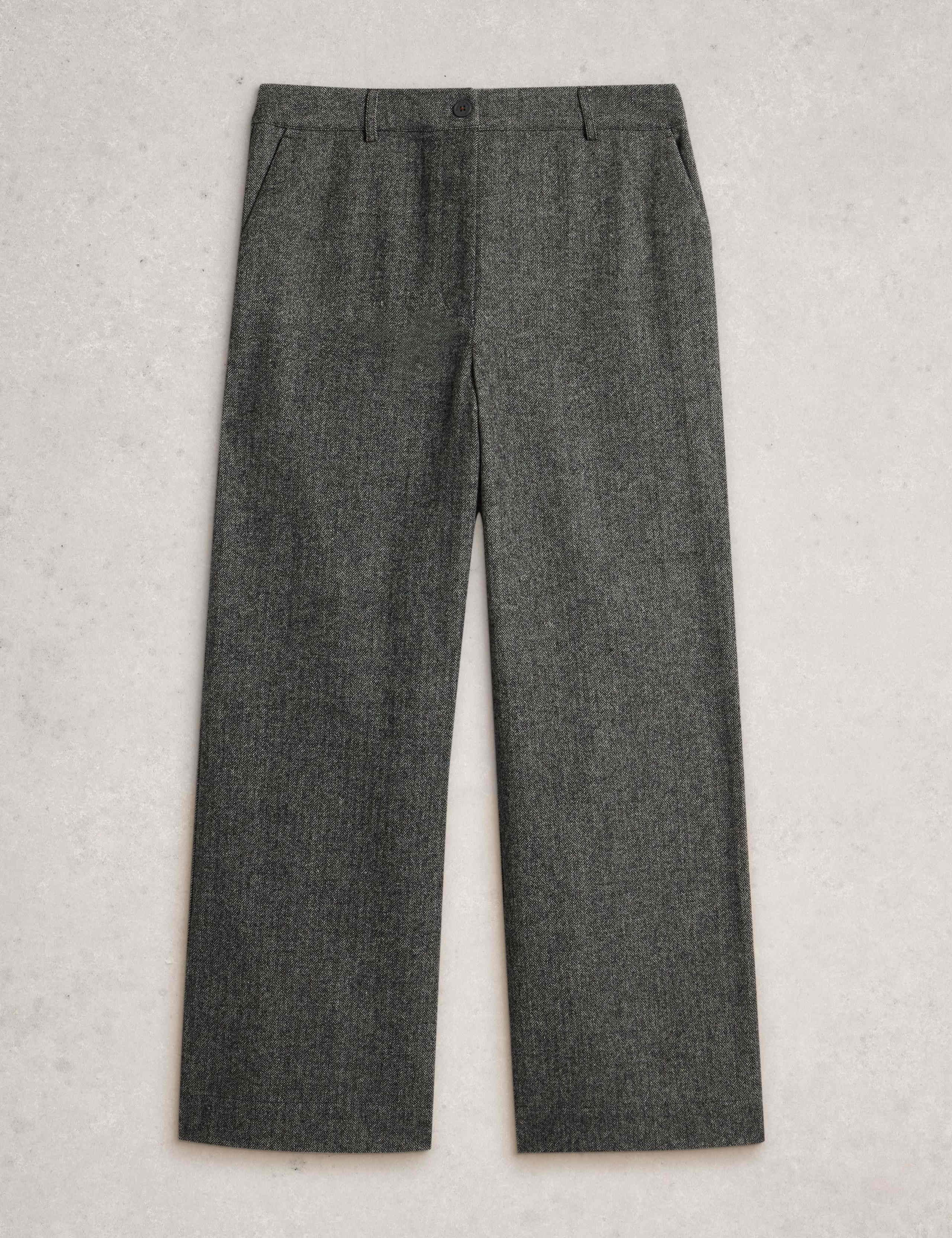 Herringbone Wide Leg Trousers with Wool 2 of 6