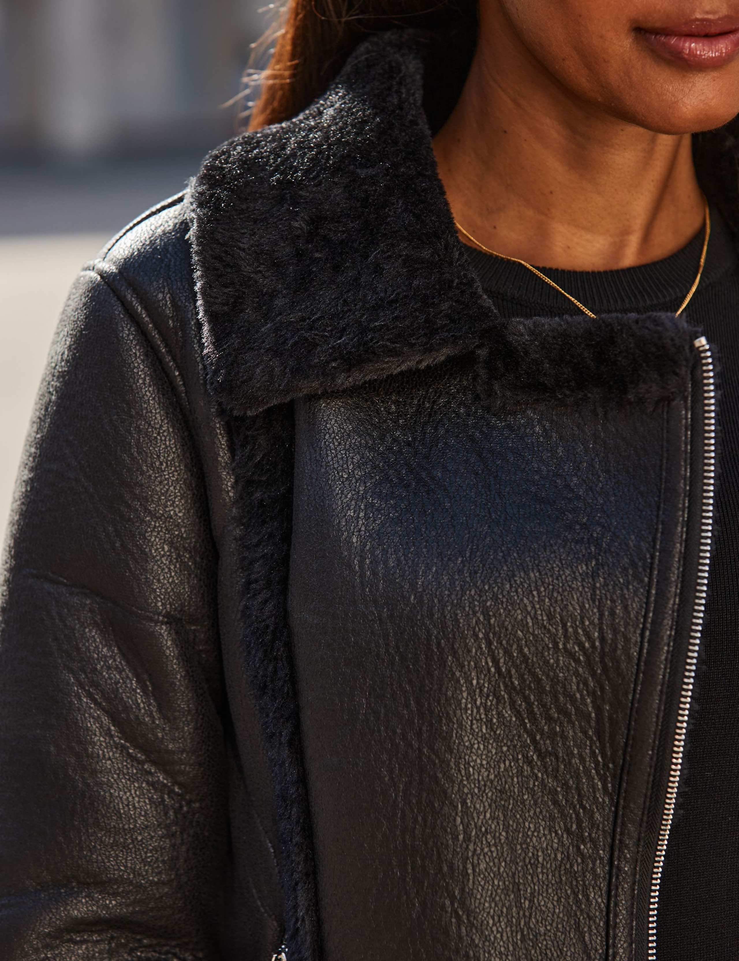 Faux Shearling Cropped Aviator Jacket 6 of 7