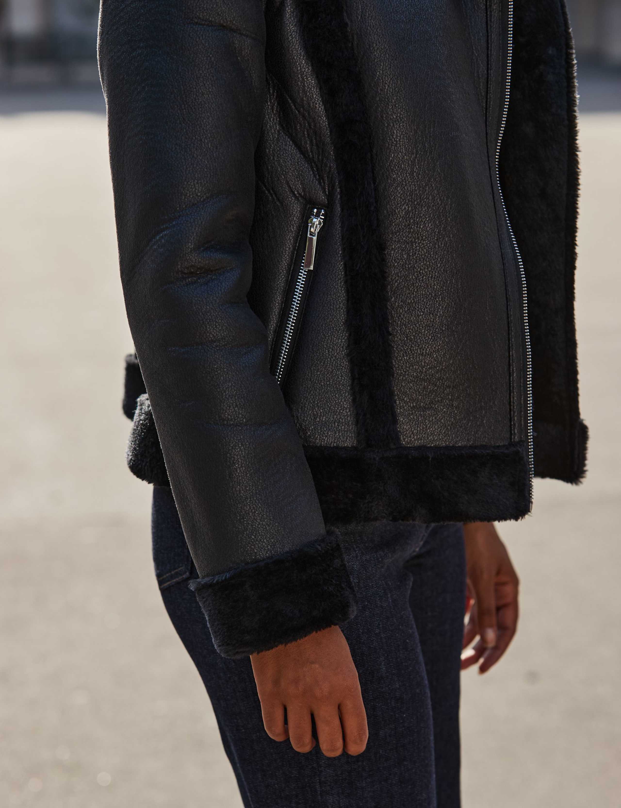 Faux Shearling Cropped Aviator Jacket 7 of 7