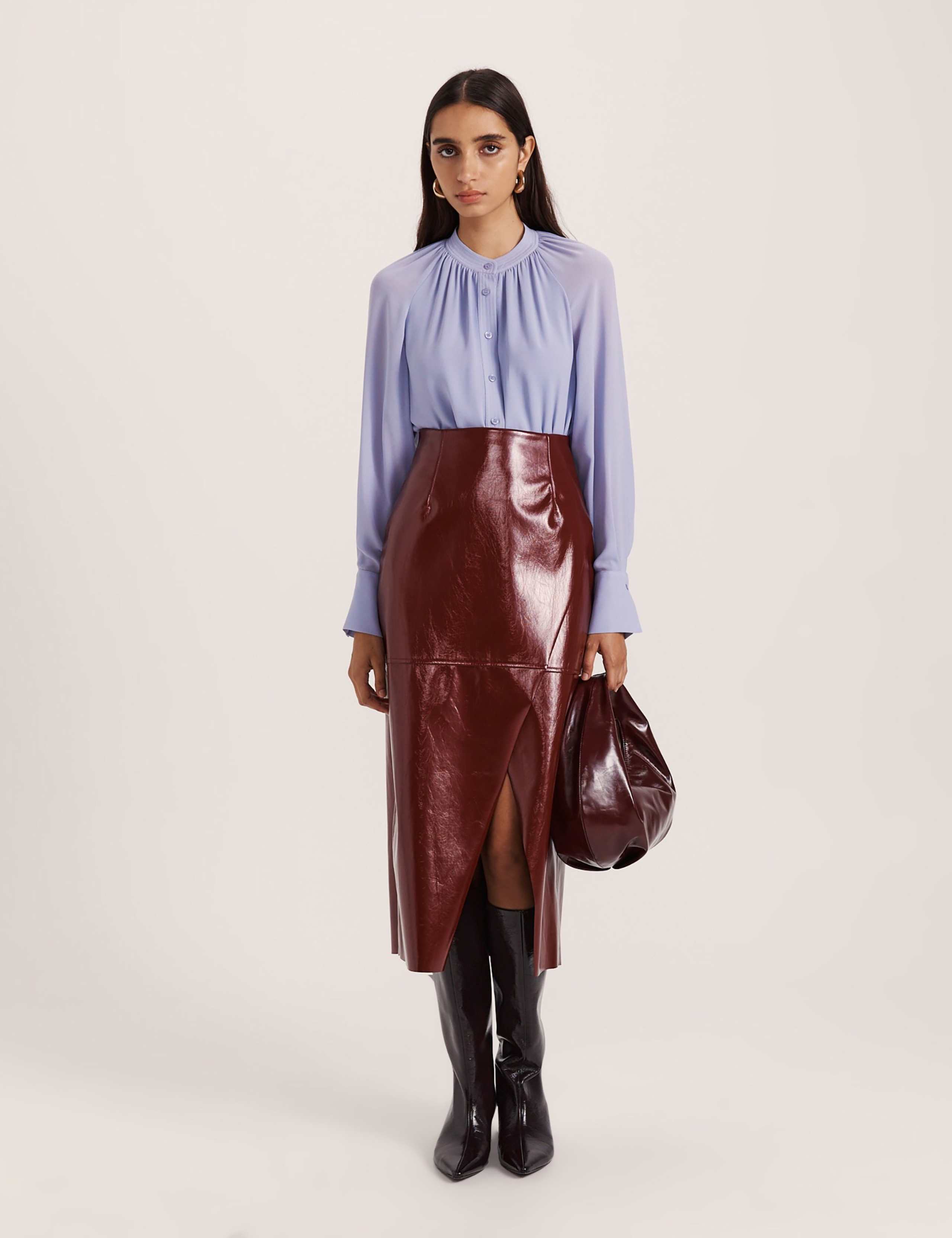 Round Neck Button Through Relaxed Blouse 1 of 7