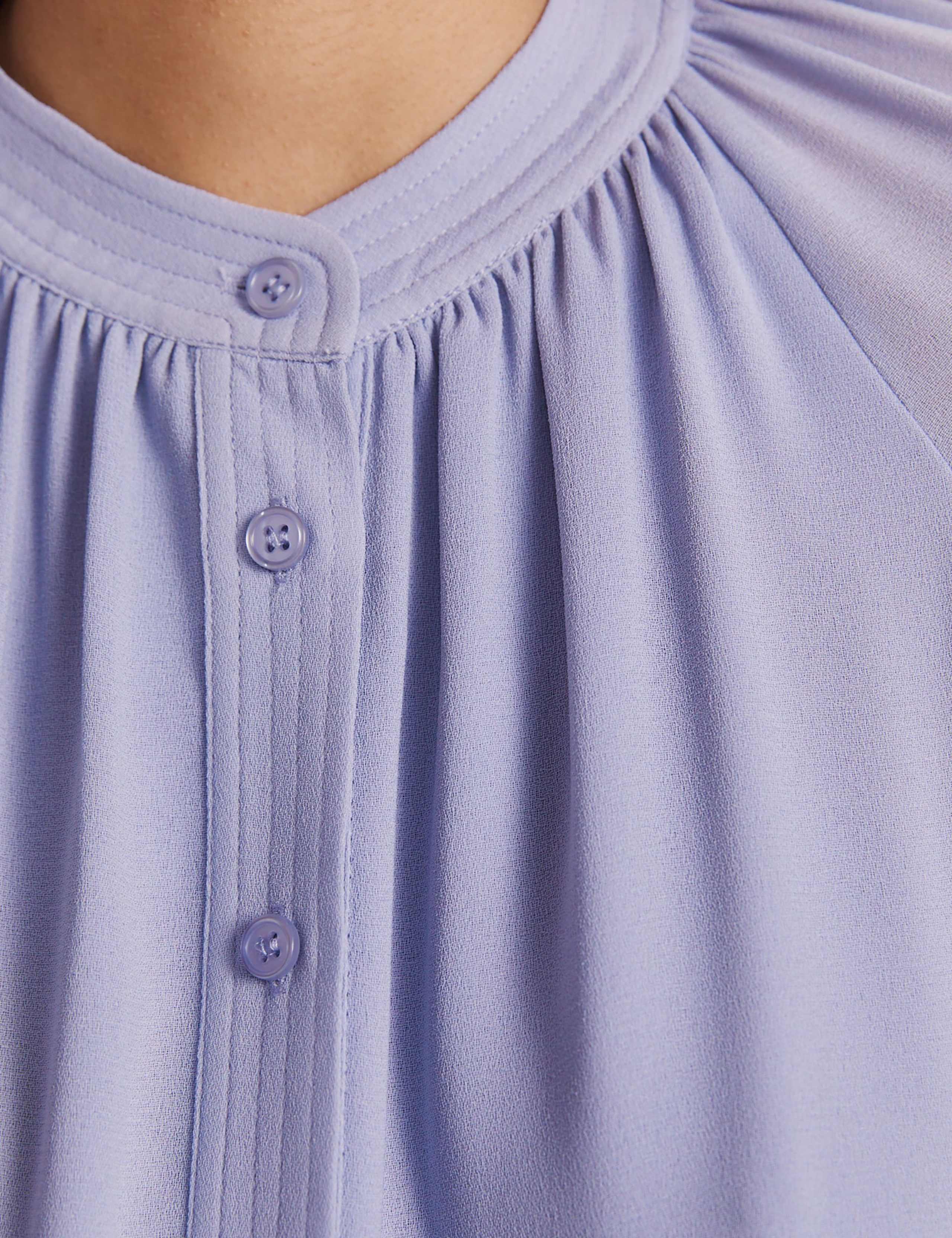 Round Neck Button Through Relaxed Blouse 3 of 7