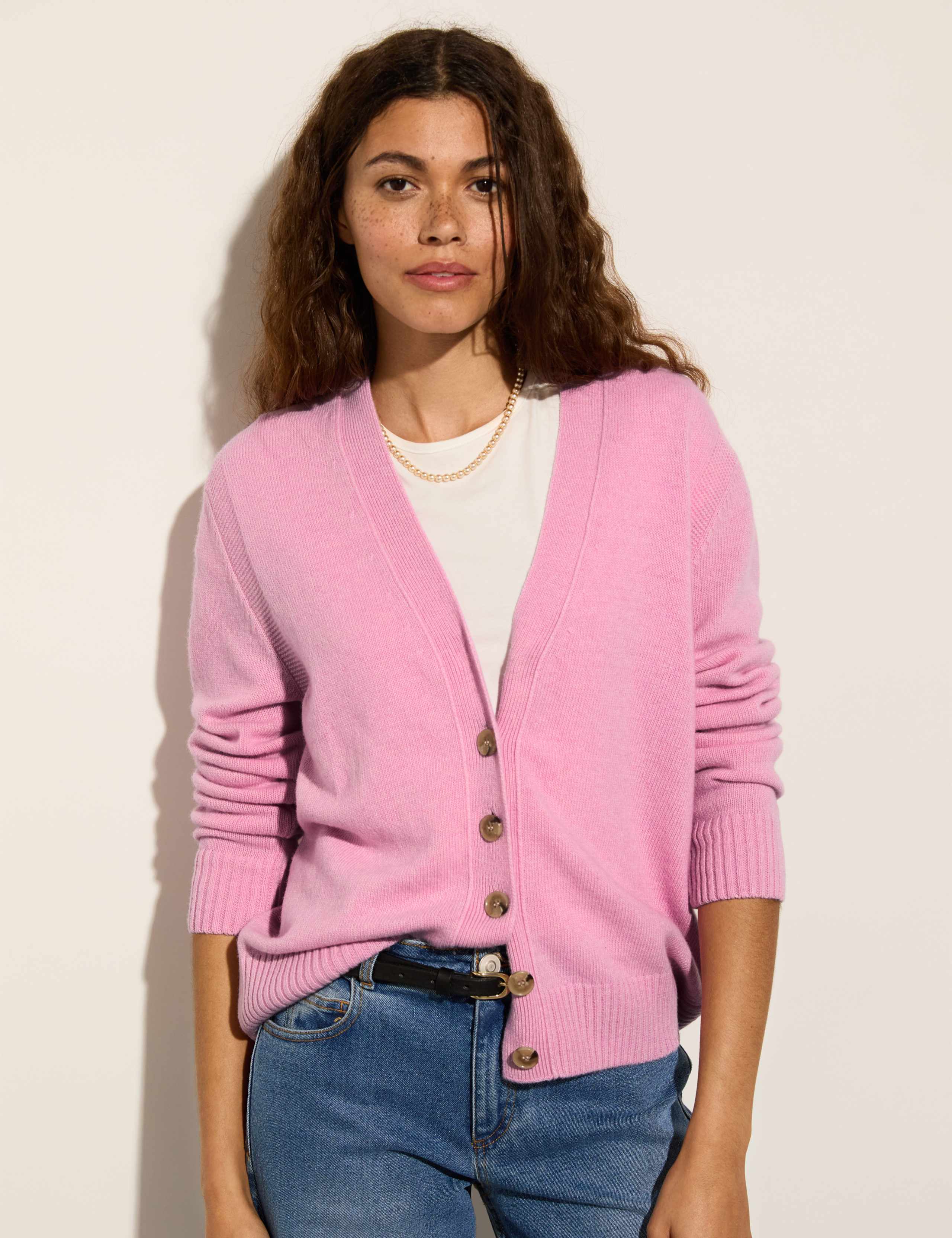 Wool Blend Textured V-Neck Cardigan 2 of 4