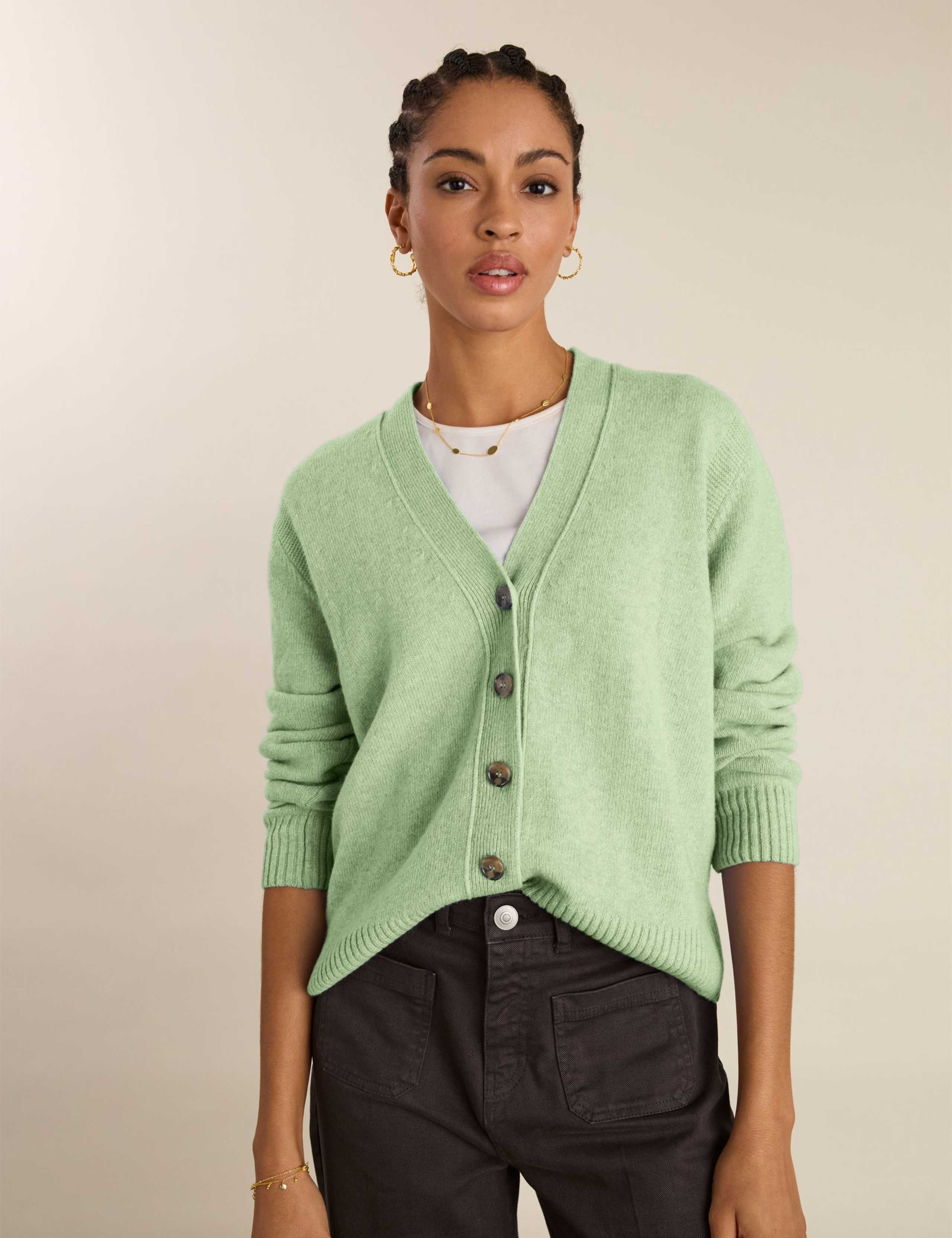 Wool Blend Textured V-Neck Cardigan 1 of 3