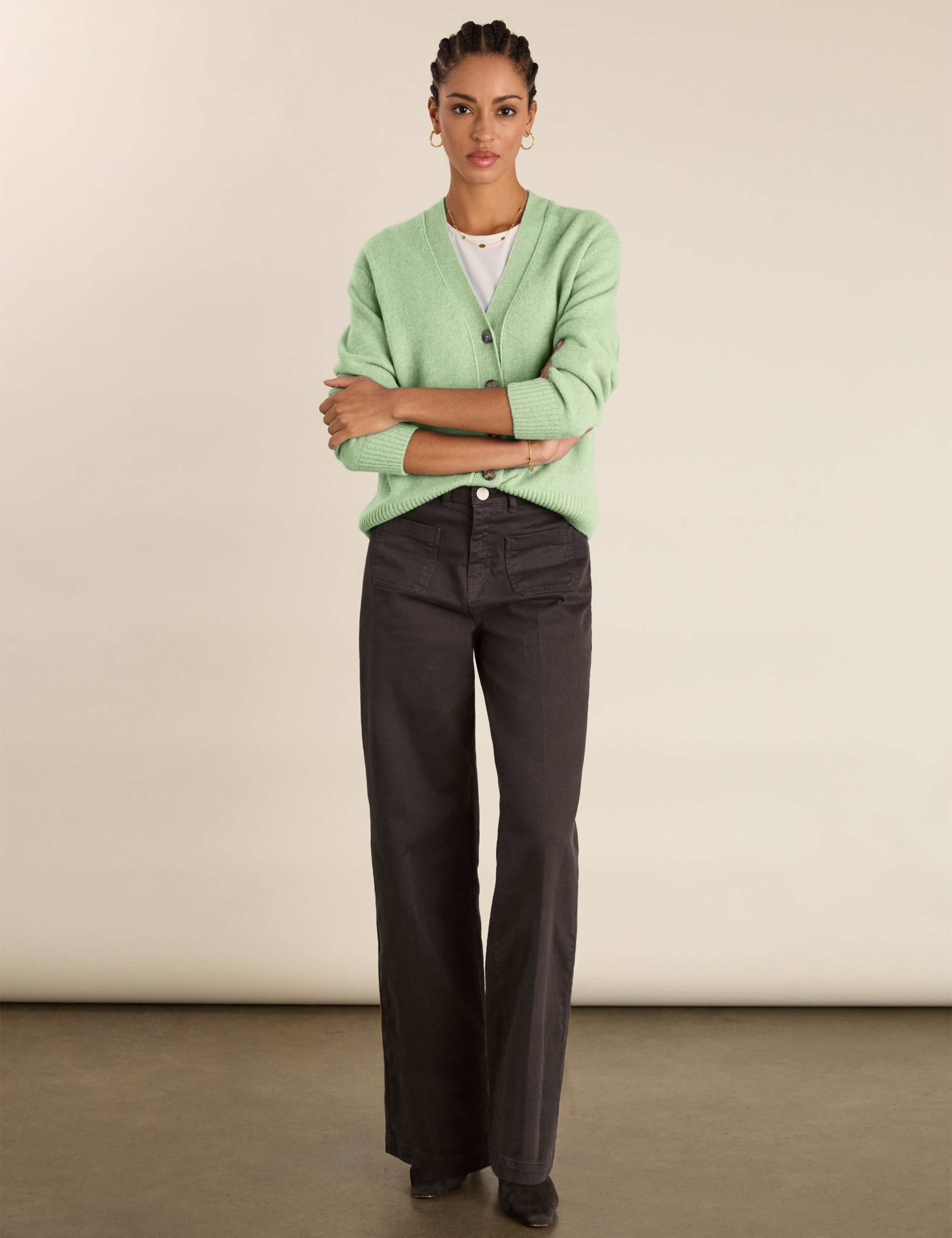 Wool Blend Textured V-Neck Cardigan 2 of 3