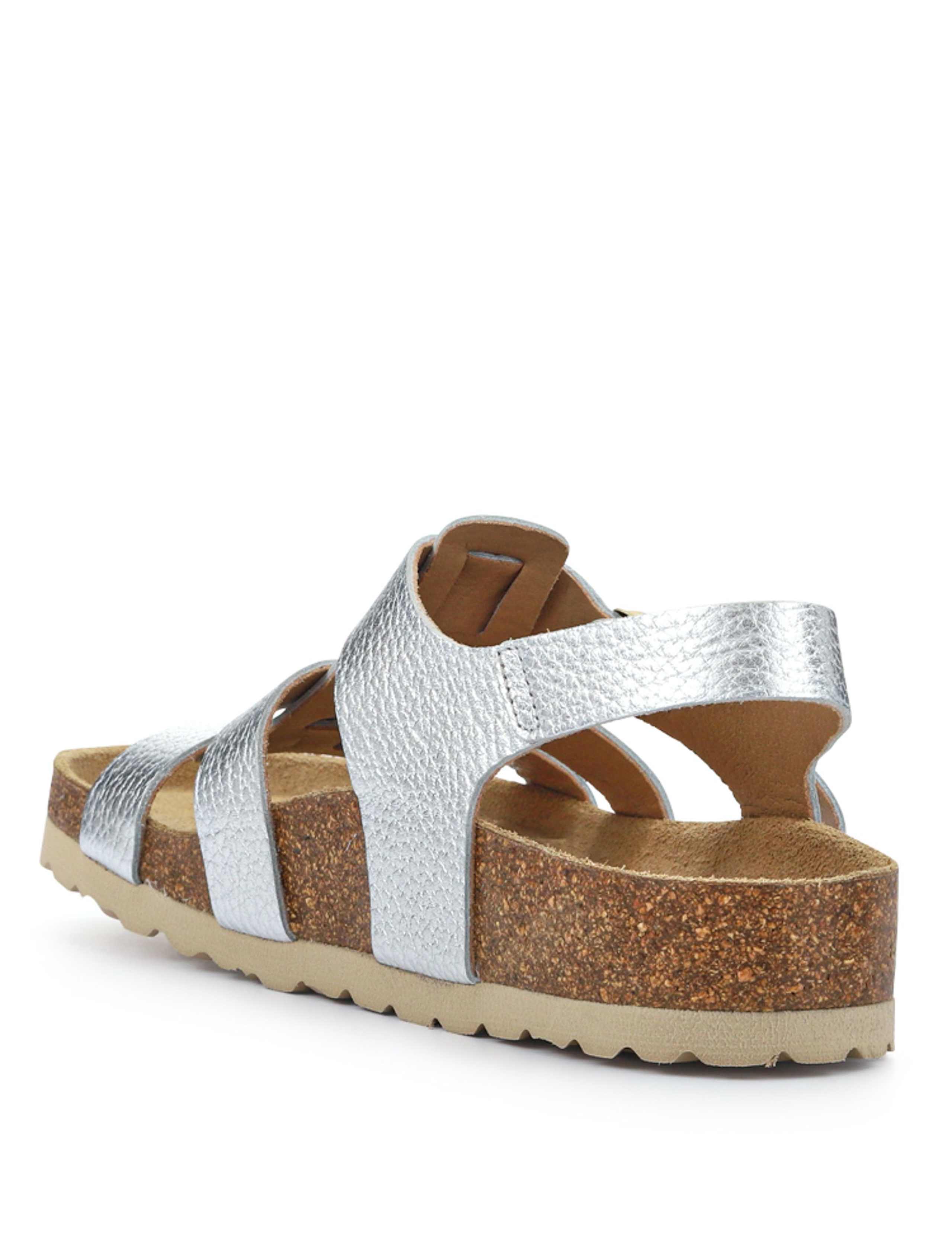 Leather Metallic Strappy Flat Sandals 4 of 5