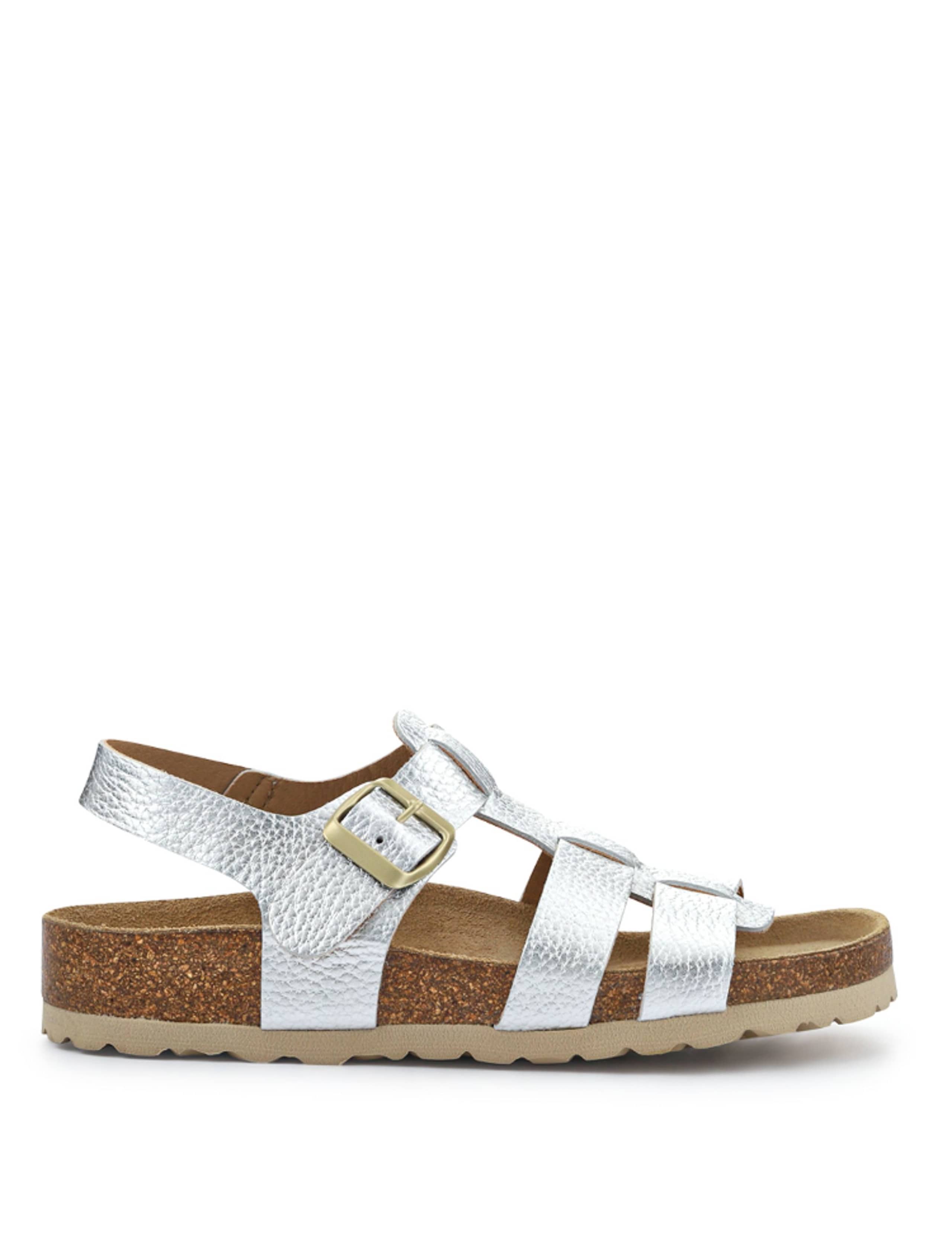 Leather Metallic Strappy Flat Sandals 2 of 5