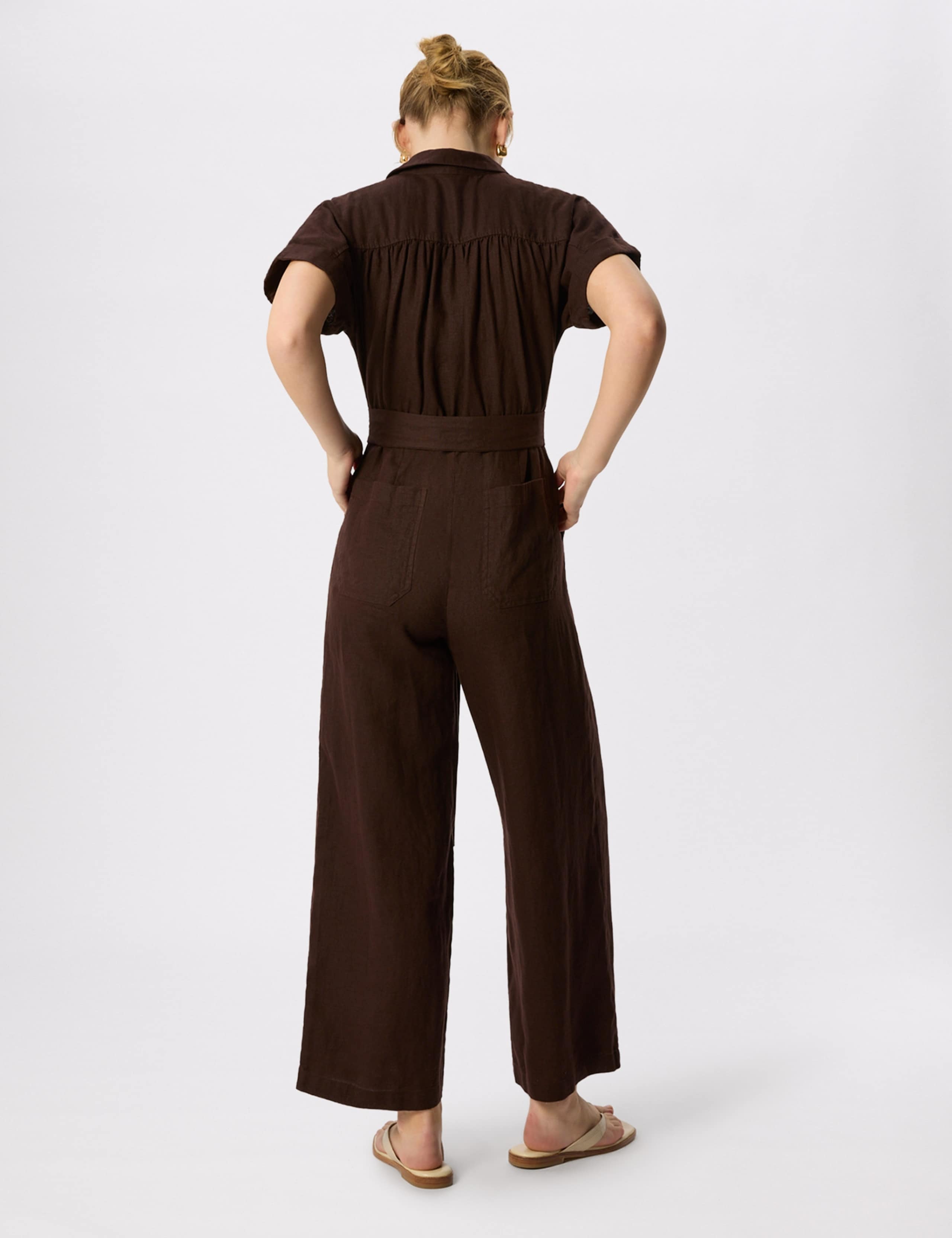 Pure Linen Short Sleeve Utility Jumpsuit 3 of 6