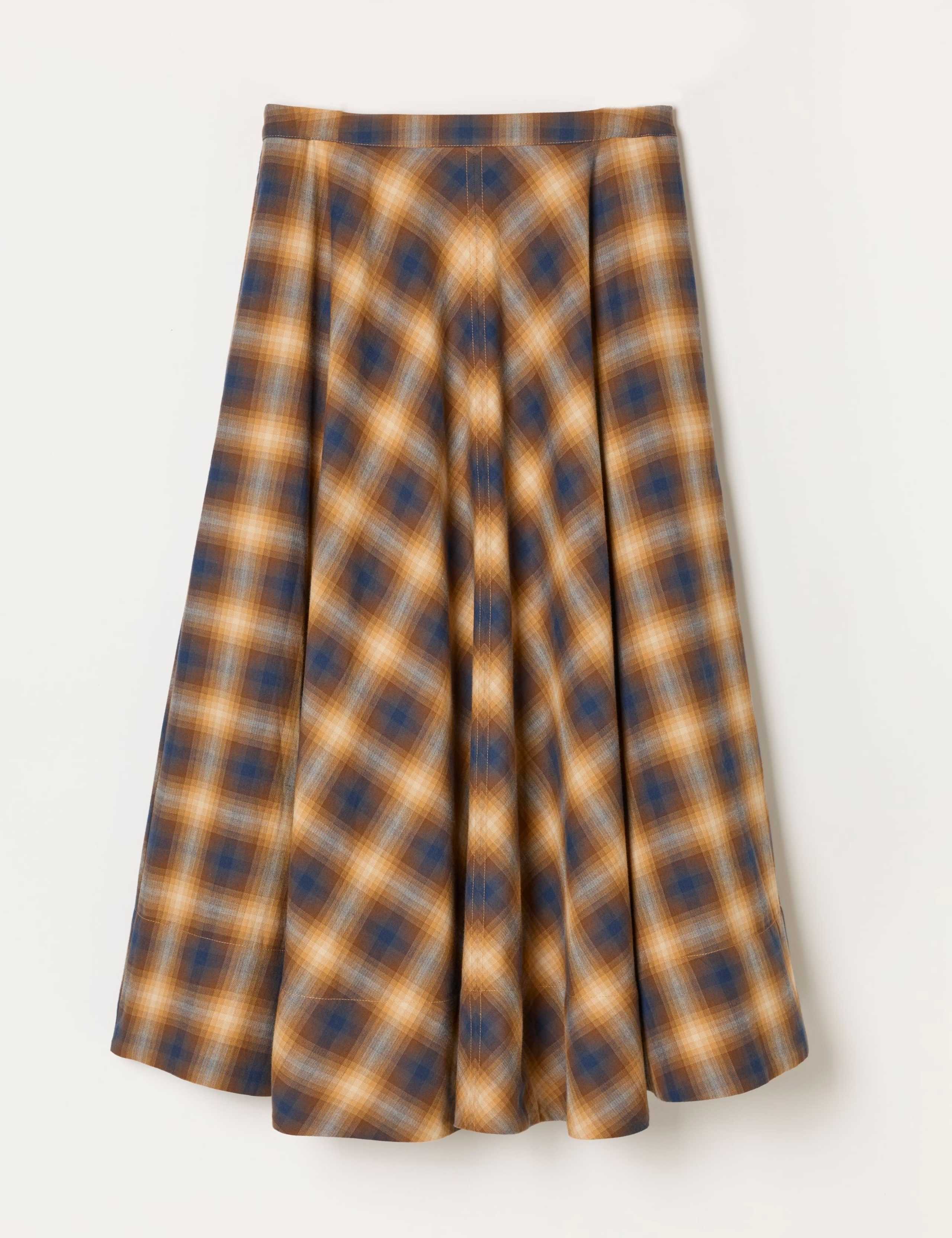 Pure Cotton Checked Midi A-Line Skirt 2 of 6