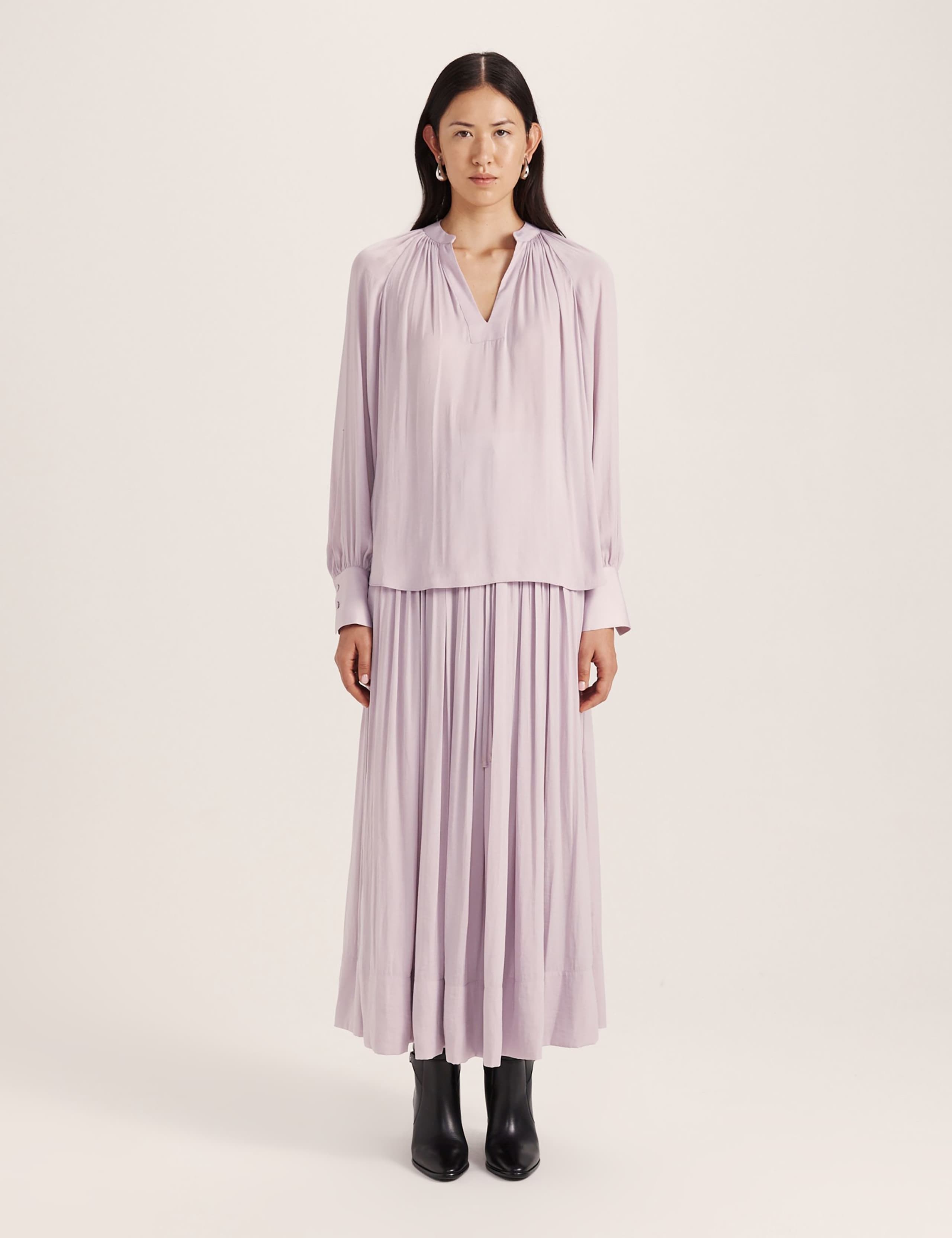 V-Neck Blouson Sleeve Blouse 2 of 7