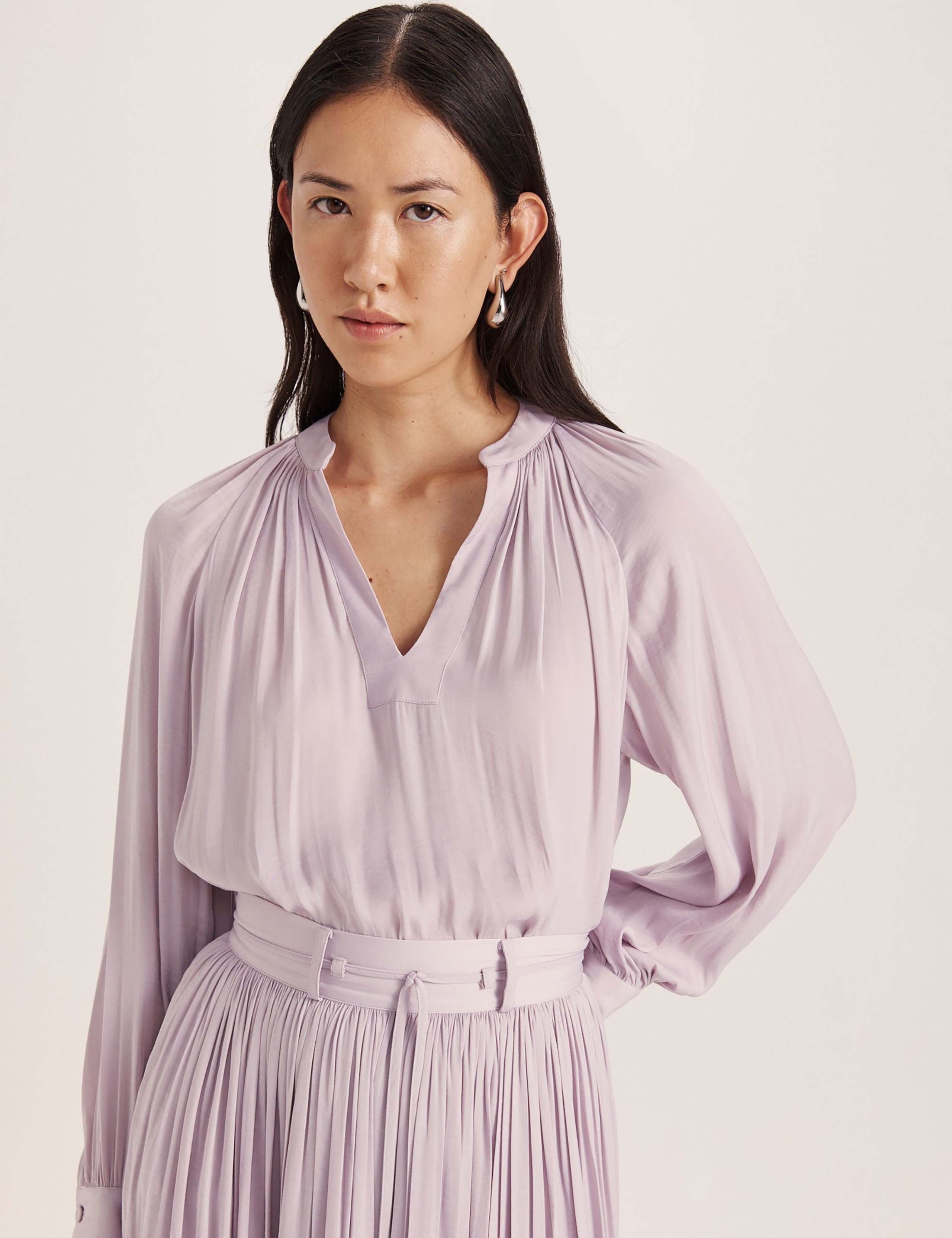 V-Neck Blouson Sleeve Blouse 4 of 7