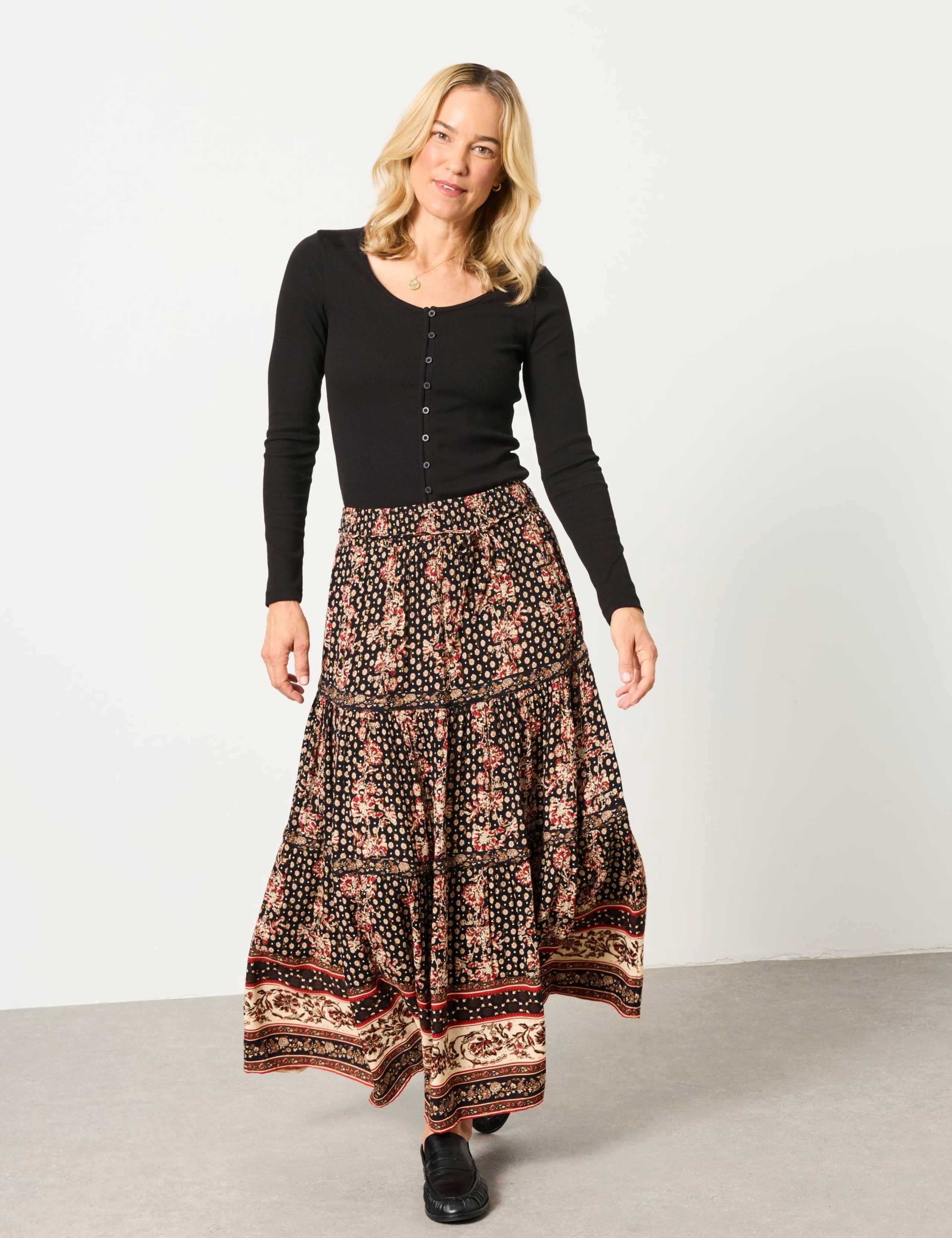 Printed Maxi Tiered Skirt 3 of 6