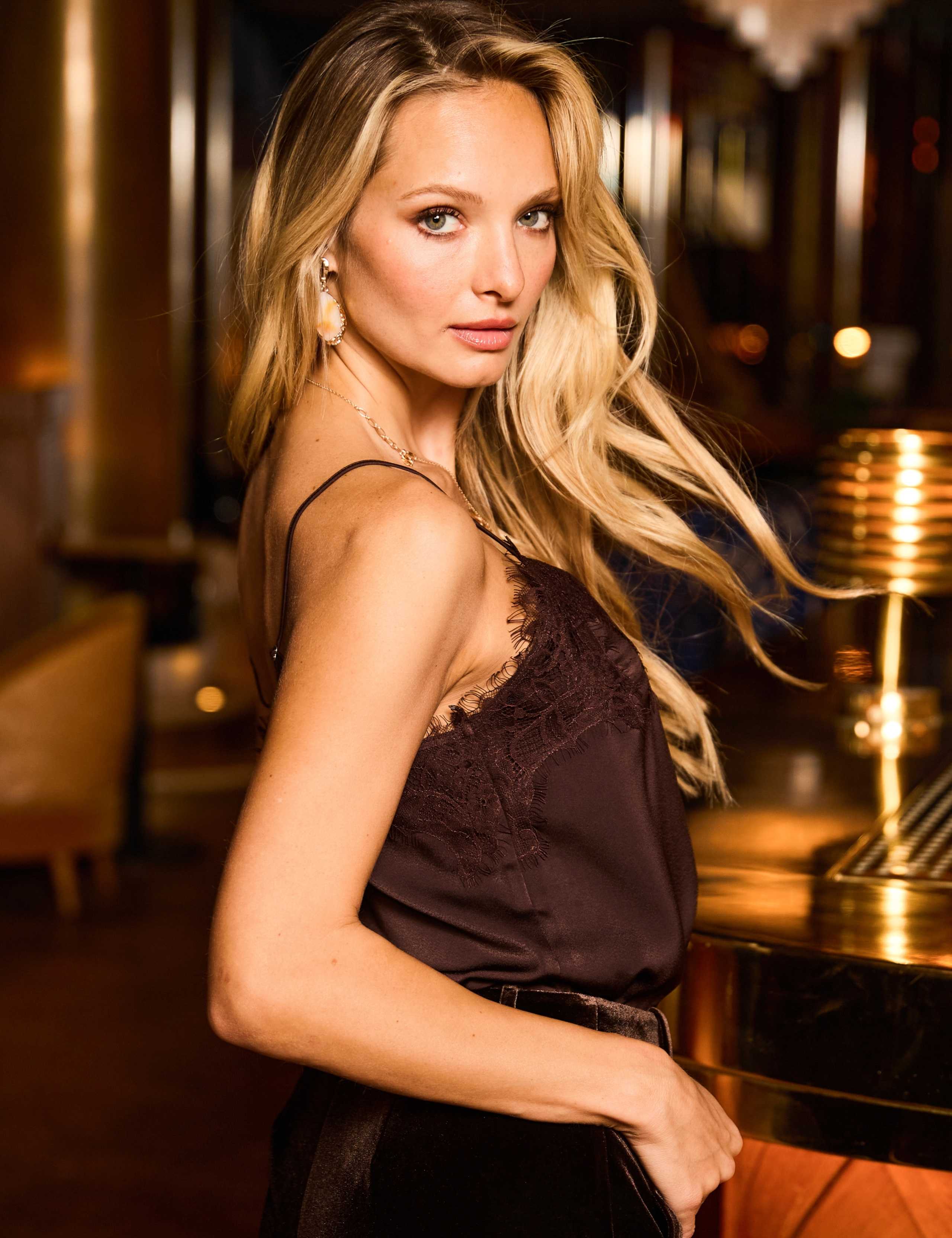 Printed Satin Lace Trim Cami Top 3 of 8
