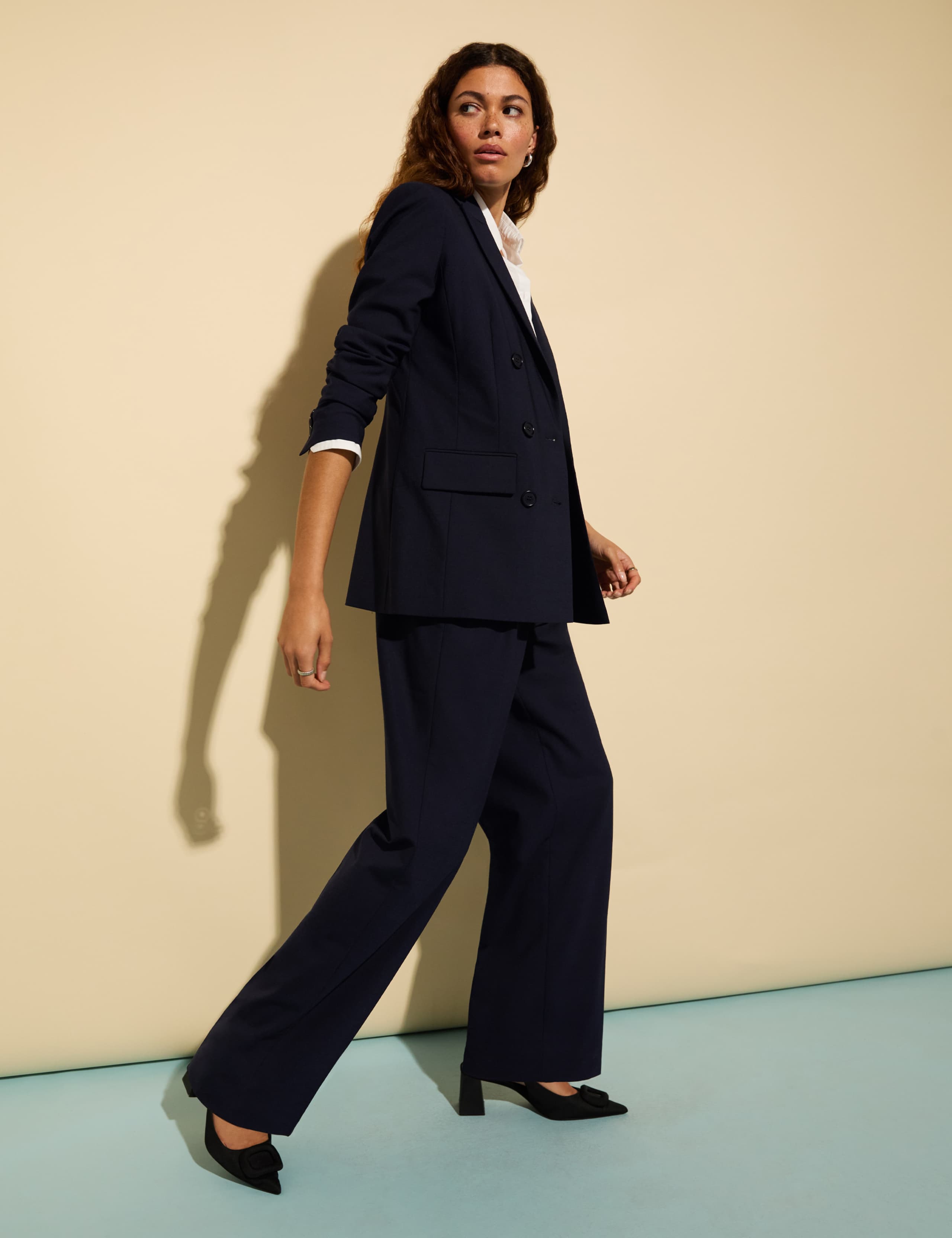 Wool Blend Pleat Front Straight Leg Trousers 4 of 6