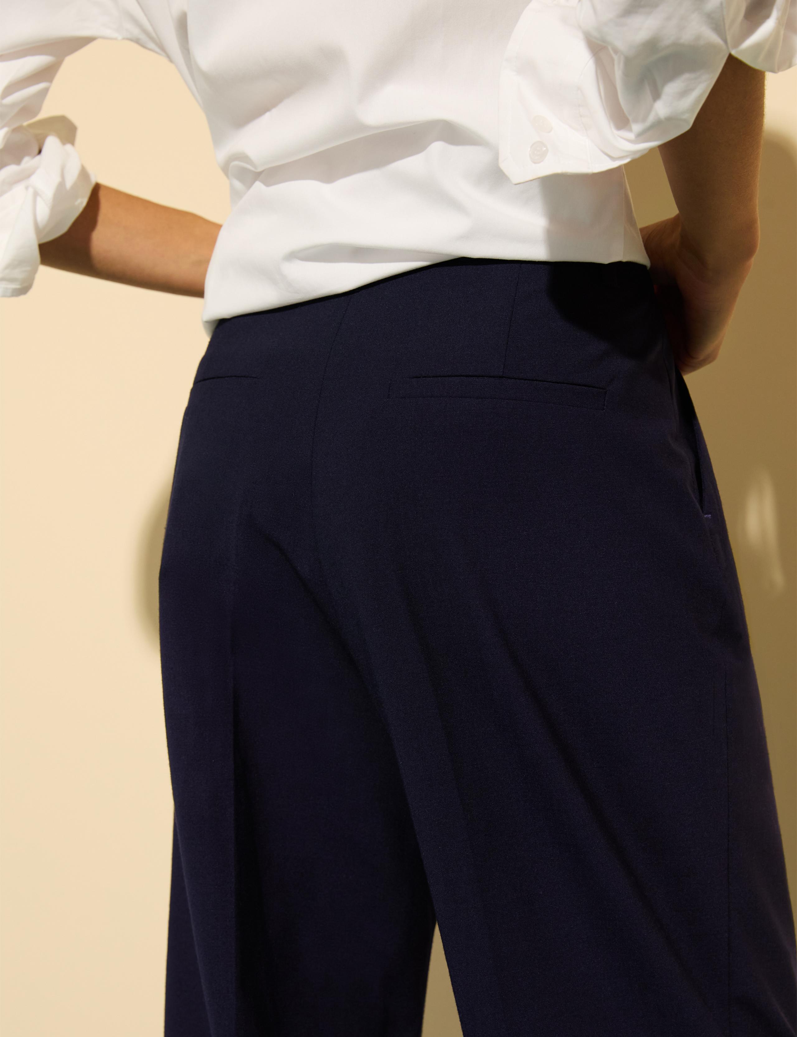 Wool Blend Pleat Front Straight Leg Trousers 6 of 6