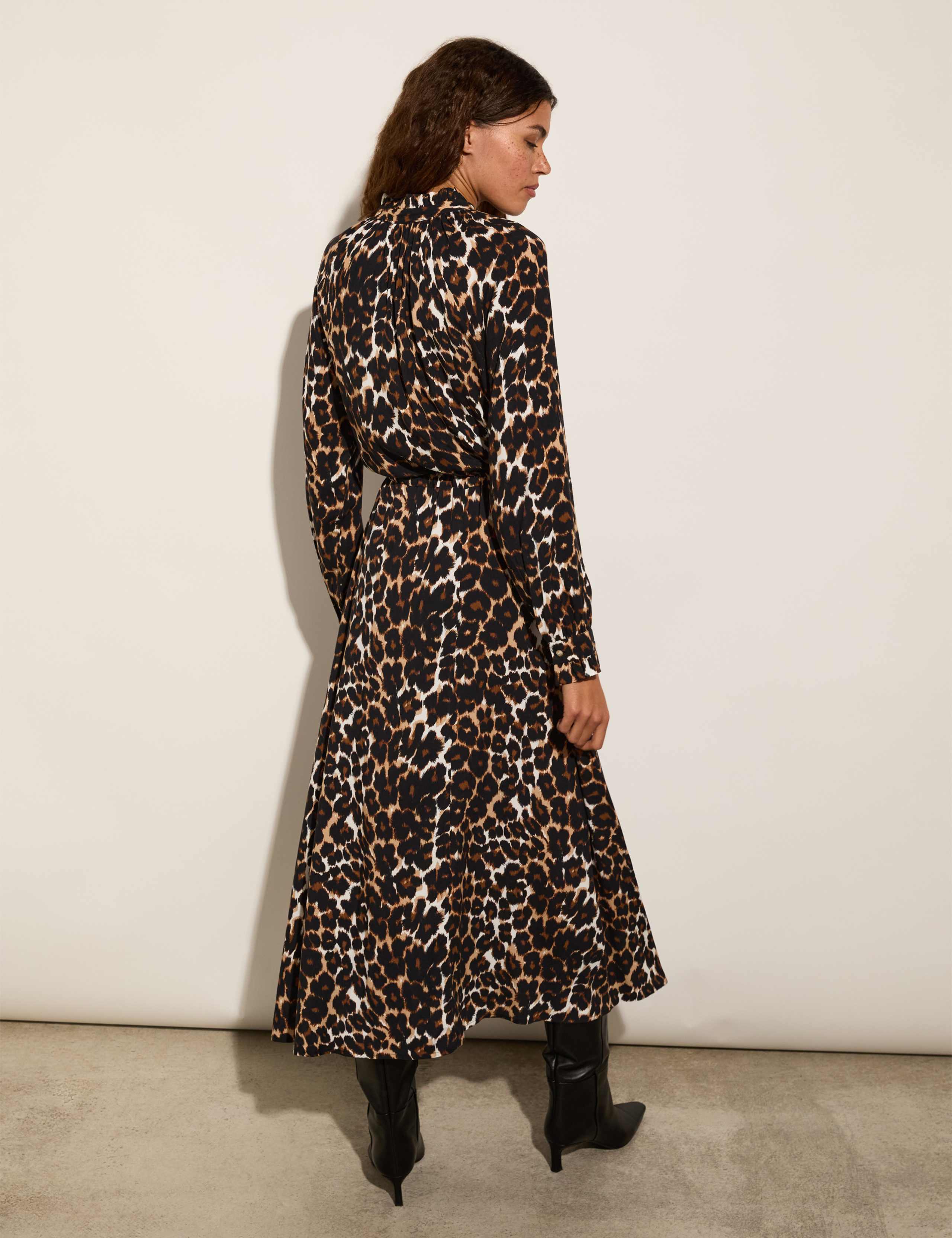 Leopard Print Midi Shirt Dress 4 of 5