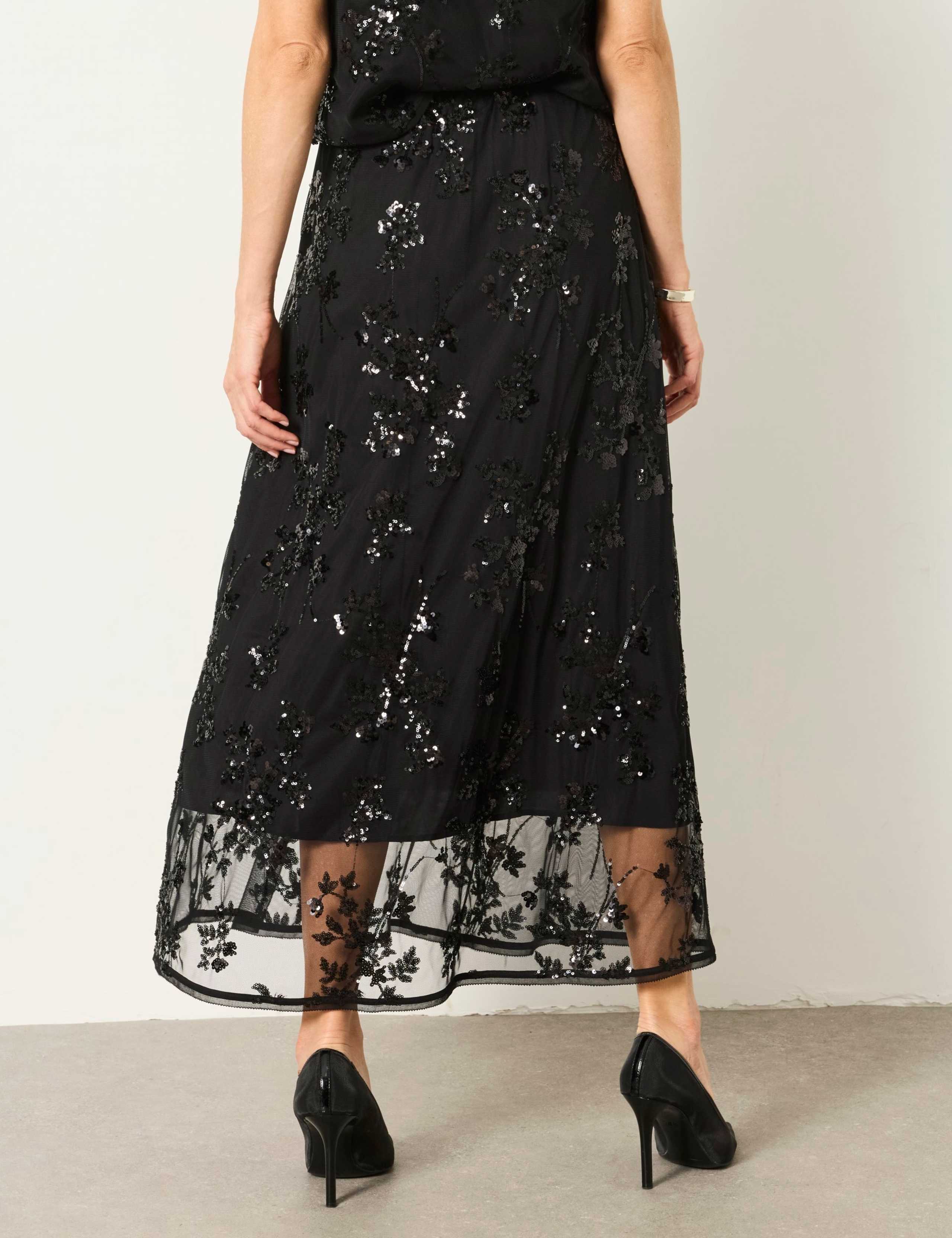 Sequin Embellished Midi A-Line Skirt 3 of 7